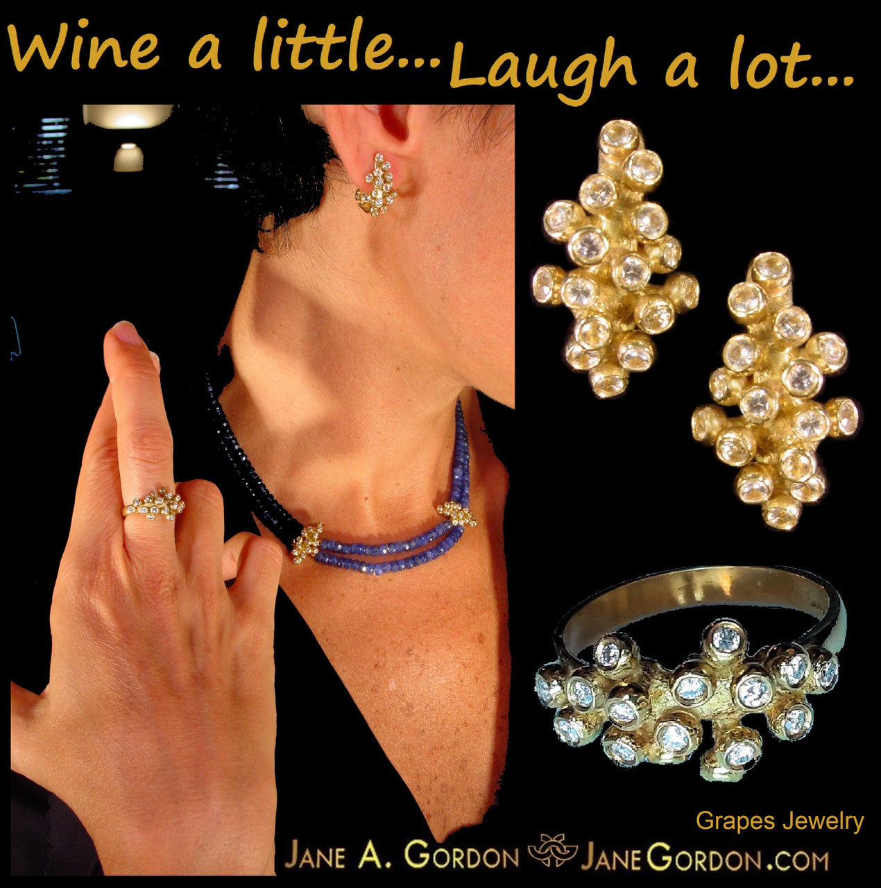 Grapes Ring, 14K Gold with Diamonds