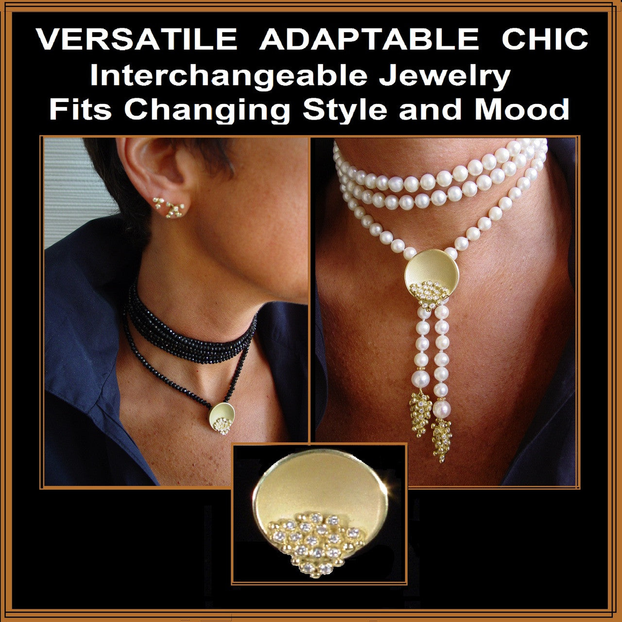 Bowl of Diamonds Necklace-Small-18K Gold Dots of Diamonds, Sterling Silver