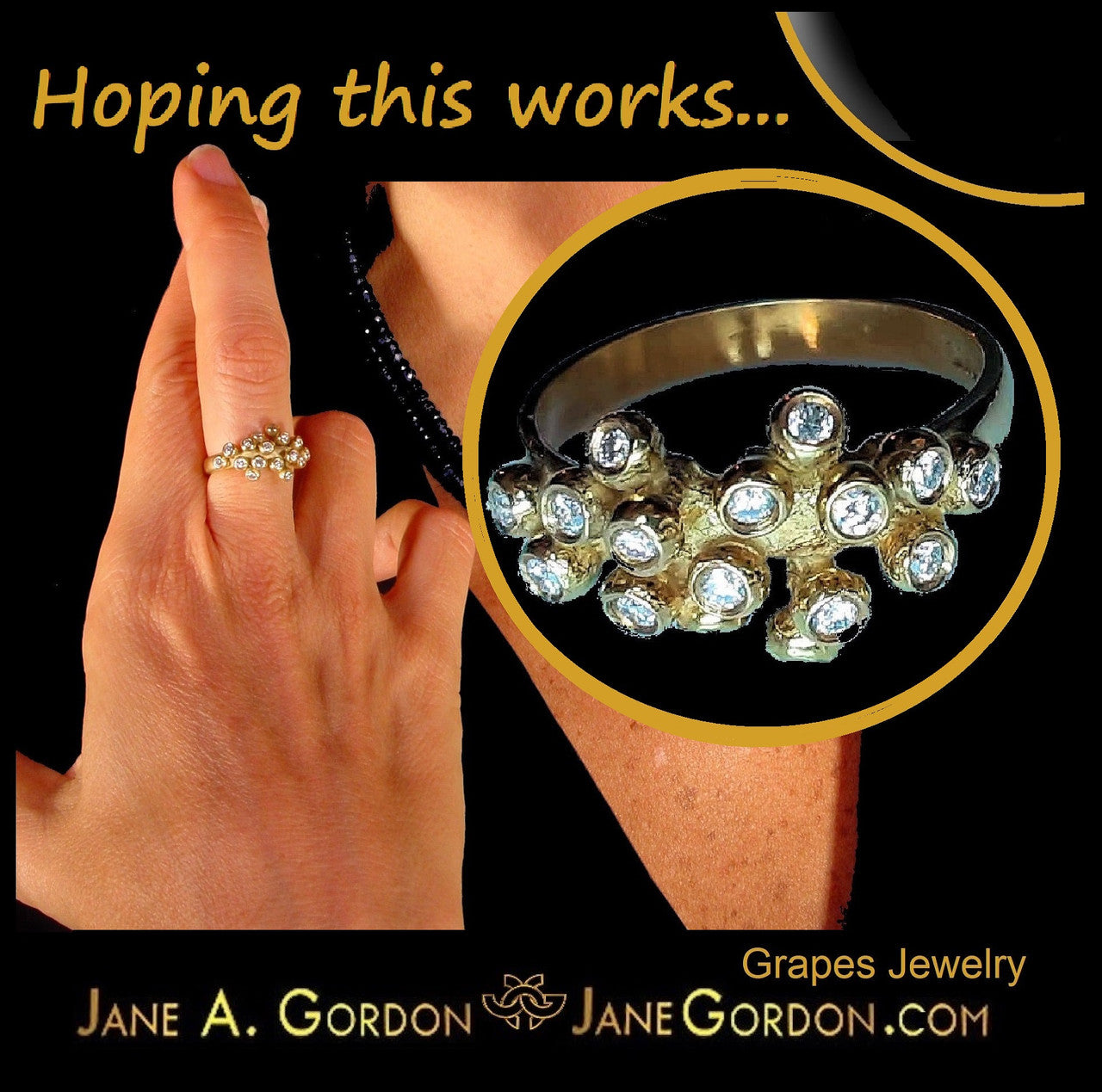 Grapes Ring, 14K Gold with Diamonds