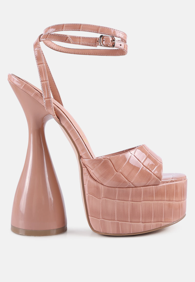 Drop Dead Patent Croc Ultra High Platform