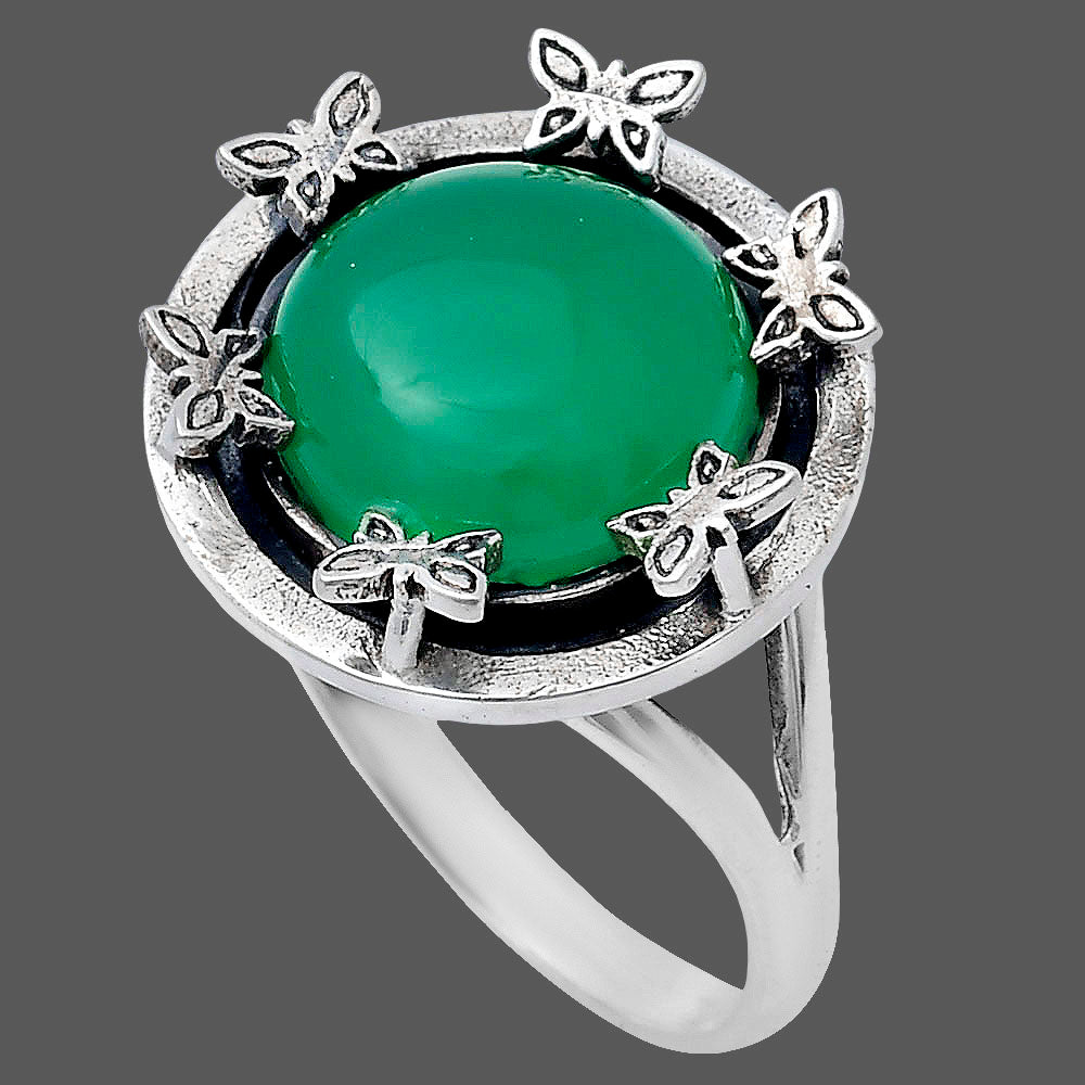 Premium Quality Natural Green Onyx Ring size-9.5 R-1716 21-ER10277