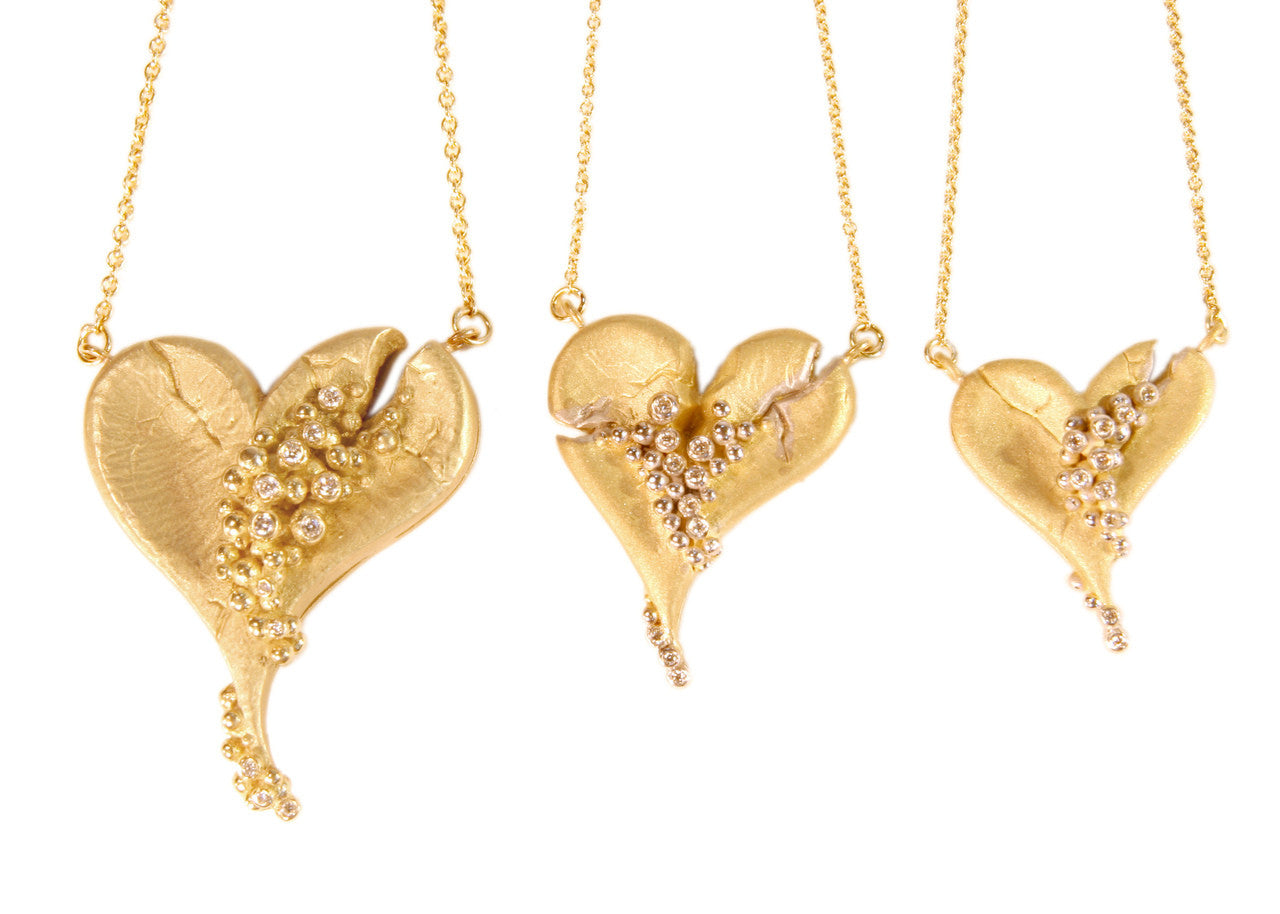 Hearts-Lucky Break Necklace-Medium-14K Gold with Diamonds