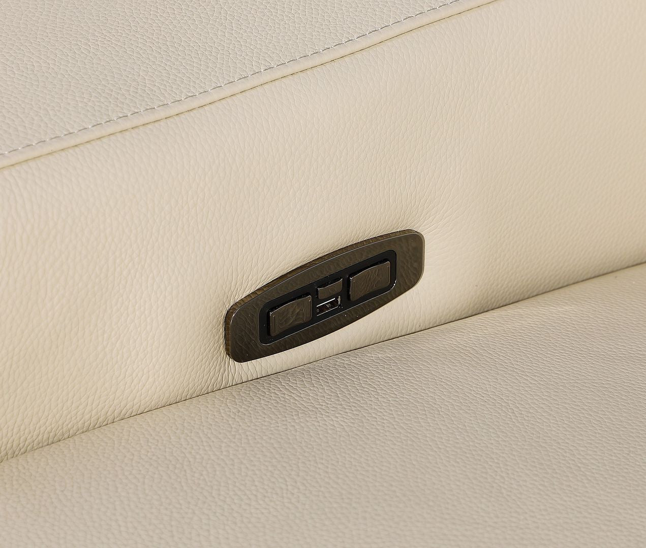 103" Beige Italian Leather Reclining USB Sofa
