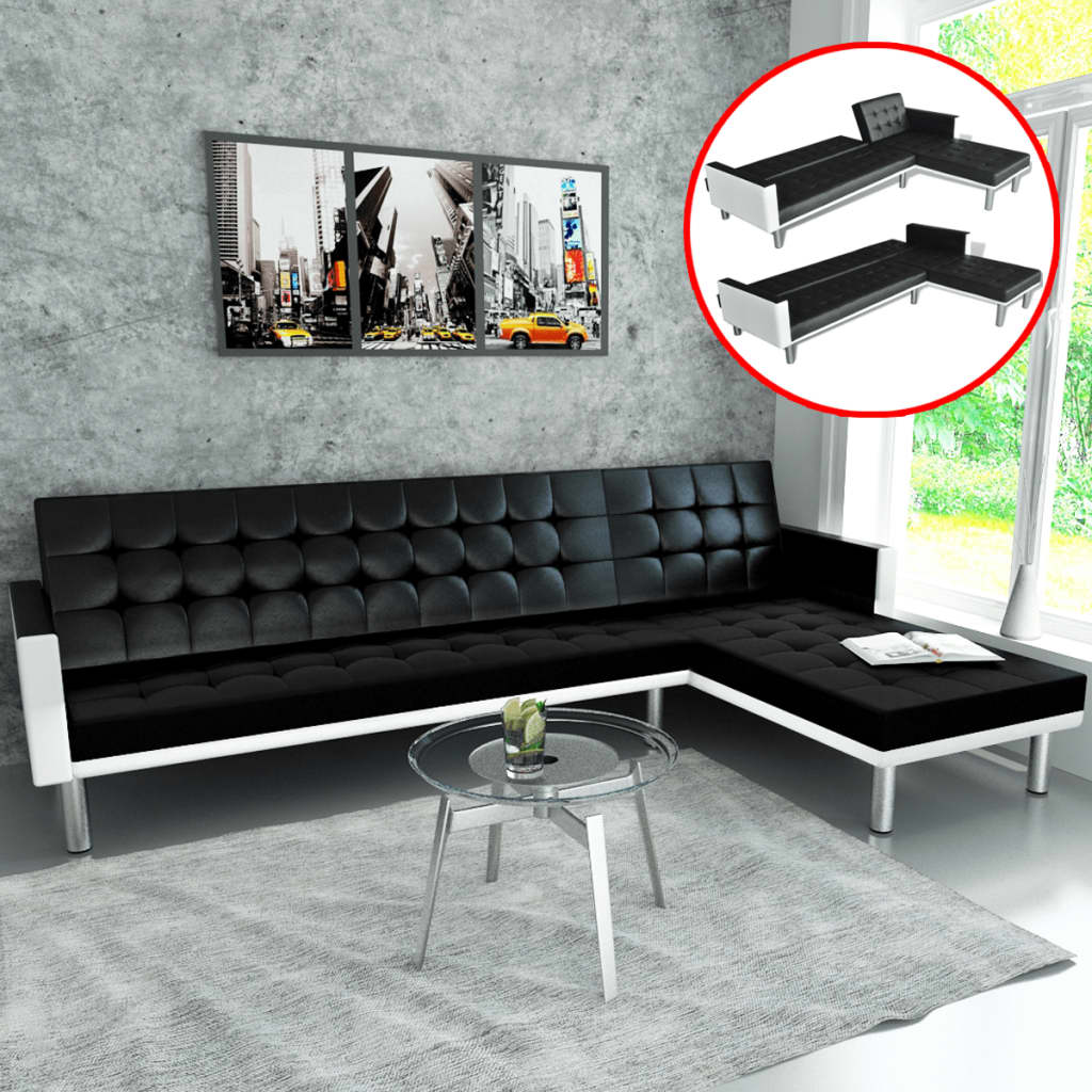 vidaXL Sofa Bed Sleeper Sectional Sofa Bed L Shaped Couch Artificial Leather