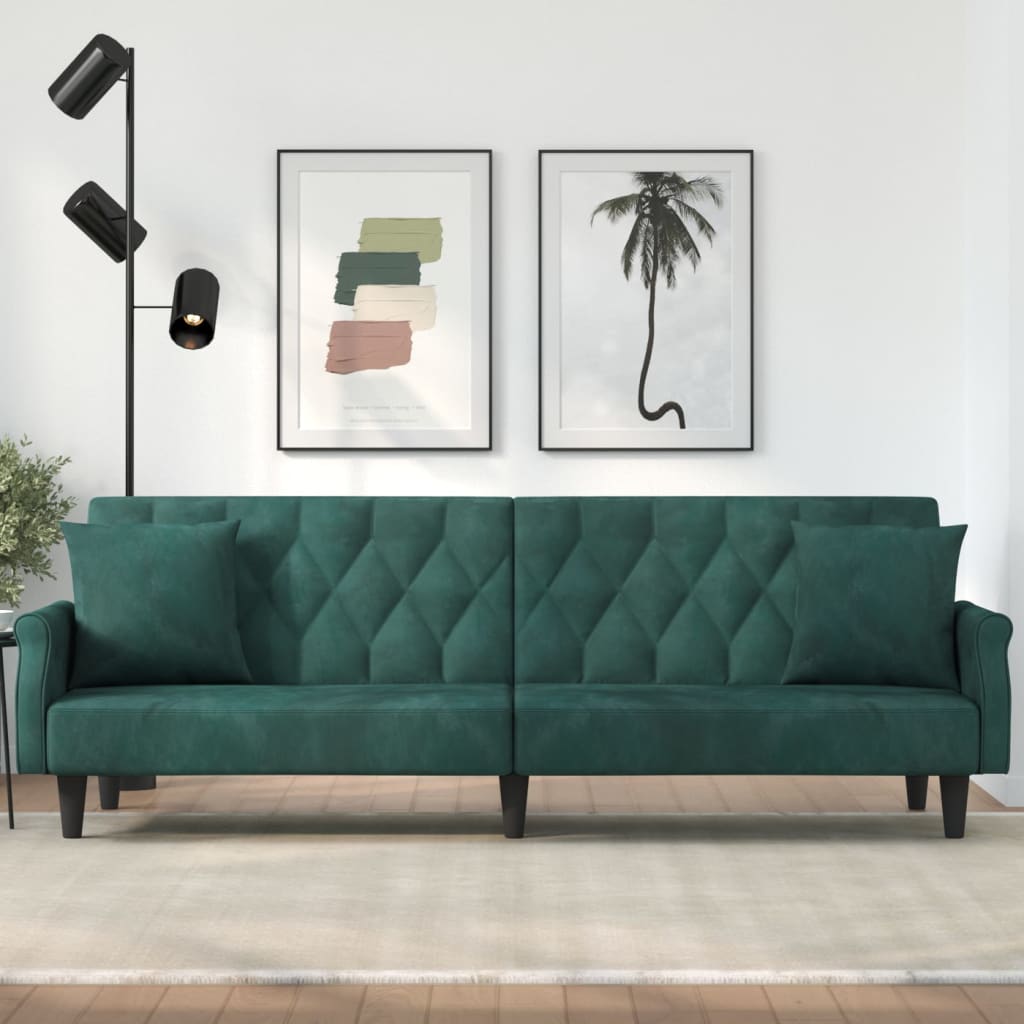 vidaXL Sleeper Sofa with Armrests Velvet Couch Sofa Bed Recliner Loveseat