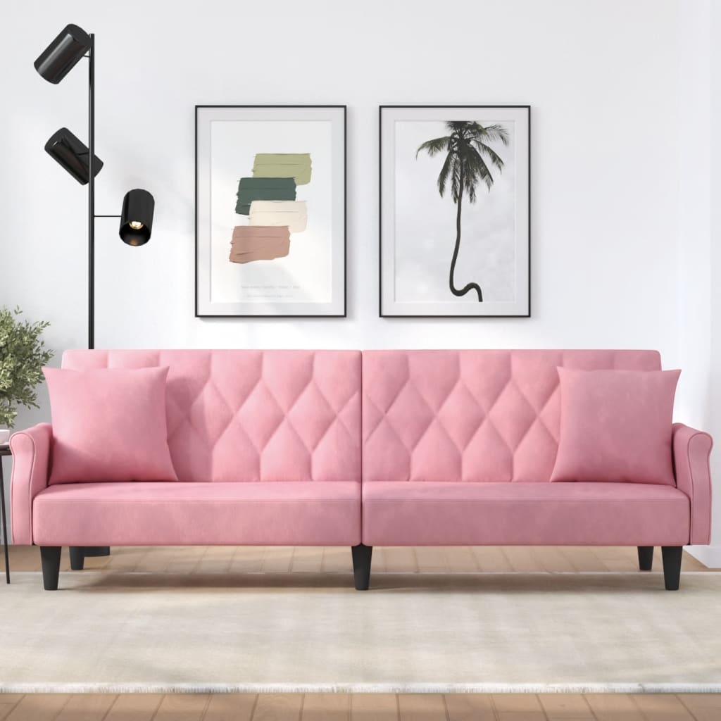 vidaXL Sleeper Sofa with Armrests Velvet Couch Sofa Bed Recliner Loveseat