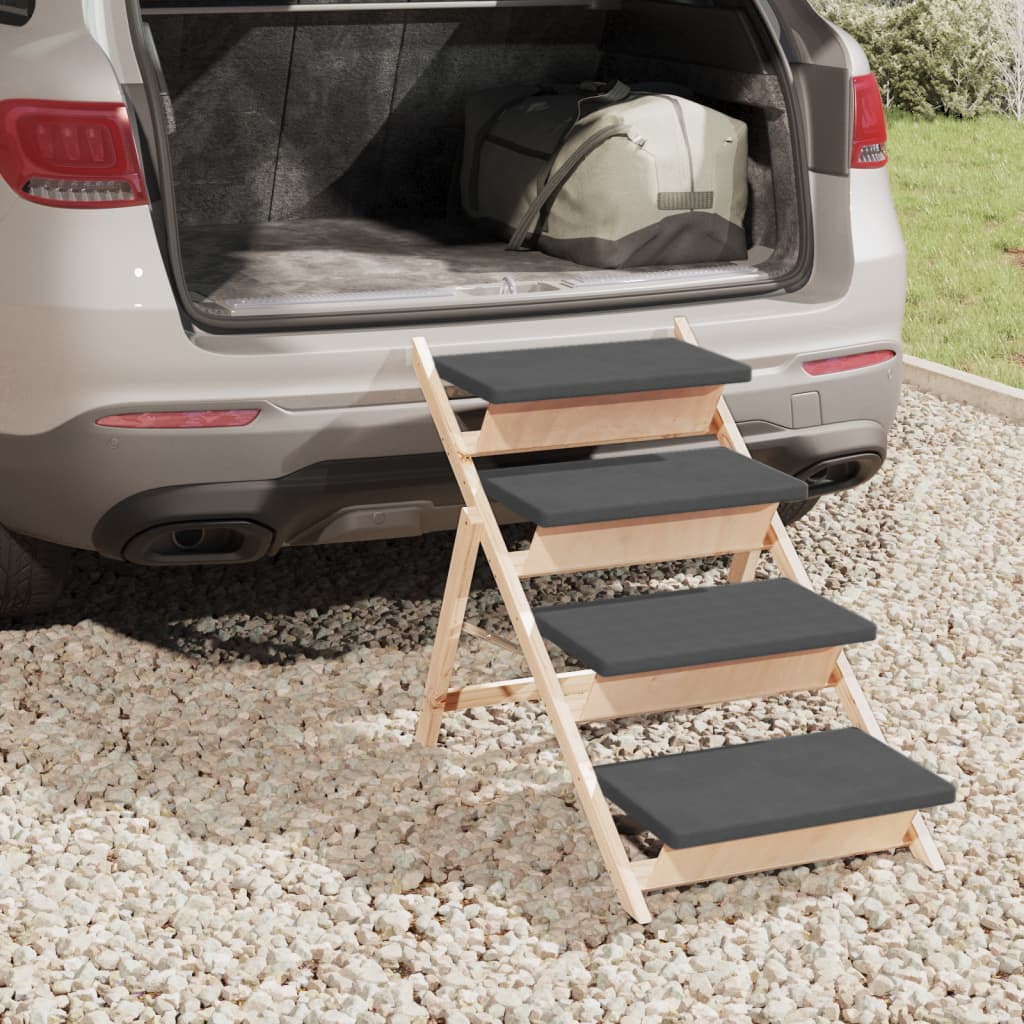 vidaXL Dog Ramp Foldable Adjustable Canine Ramp for Car Bed Solid Wood Fir