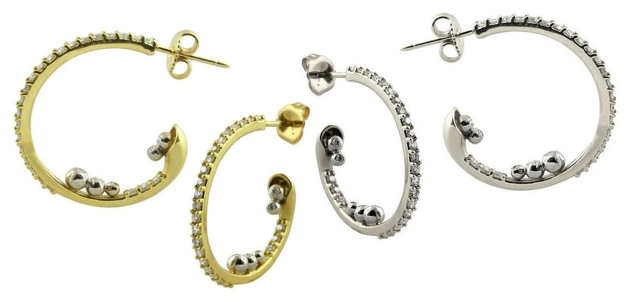 Abundance Hoop Earrings-14k Gold with Diamonds in an Abundant Overflow-3
