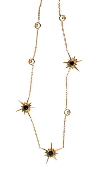Star Earrings-Solid Stars-14K with black diamonds or semi-precious-4