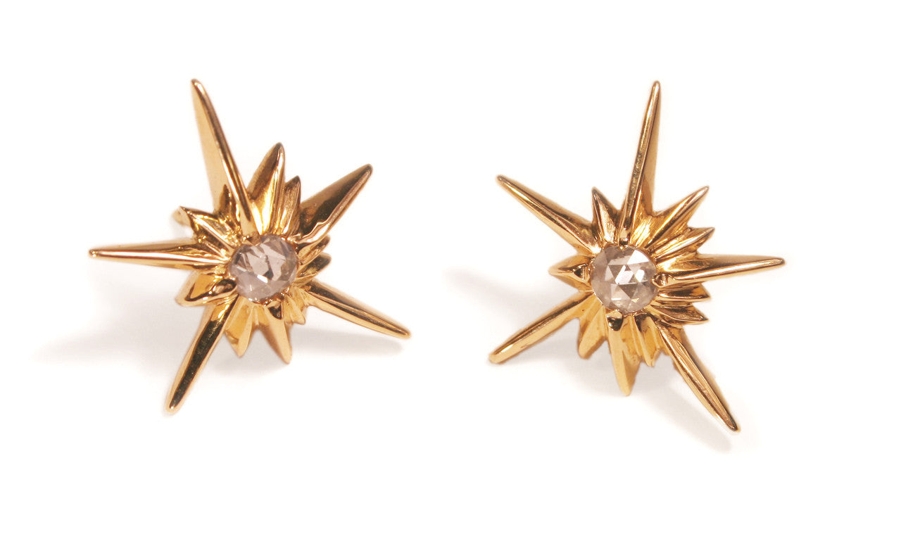 Star Earrings-Solid Stars-14K with black diamonds or semi-precious-6