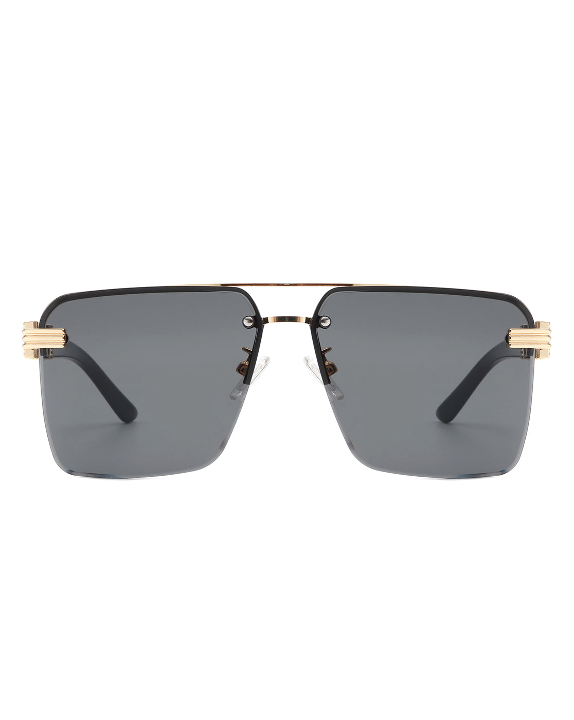 Blip - Retro Tinted Rimless Brow-Bar Fashion Square Sunglasses