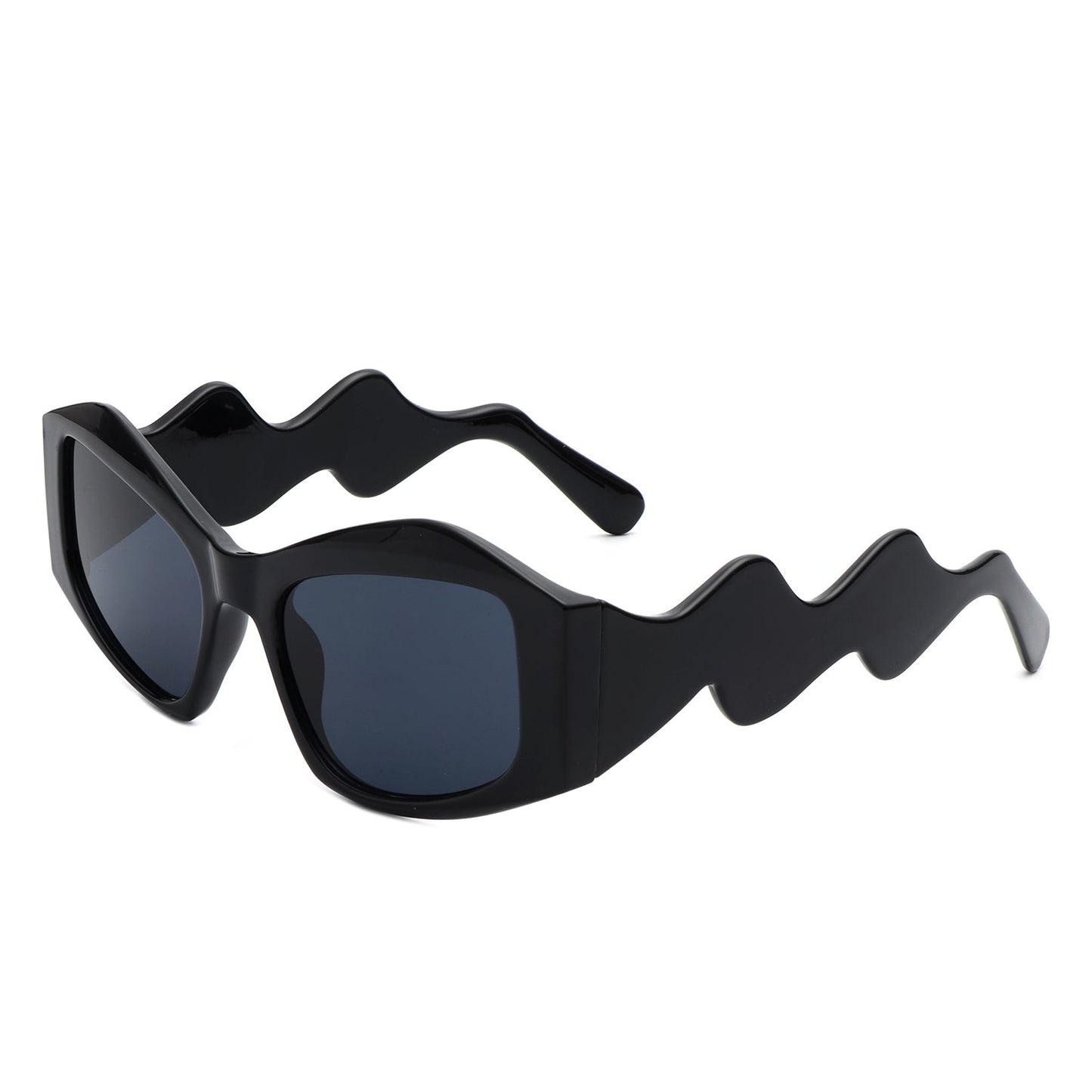 Shimmerz - Oversized Square Irregular Wavy Temple Sunglasses-4