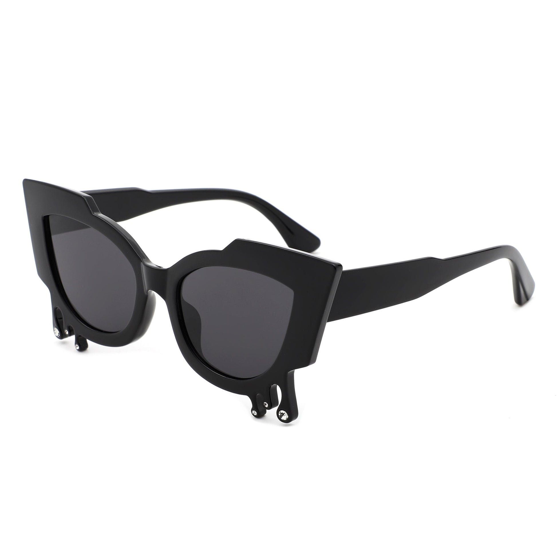 Surge - Irregular Cat Eye Rhinestone Drip Women's Fashion Sunglasses-2