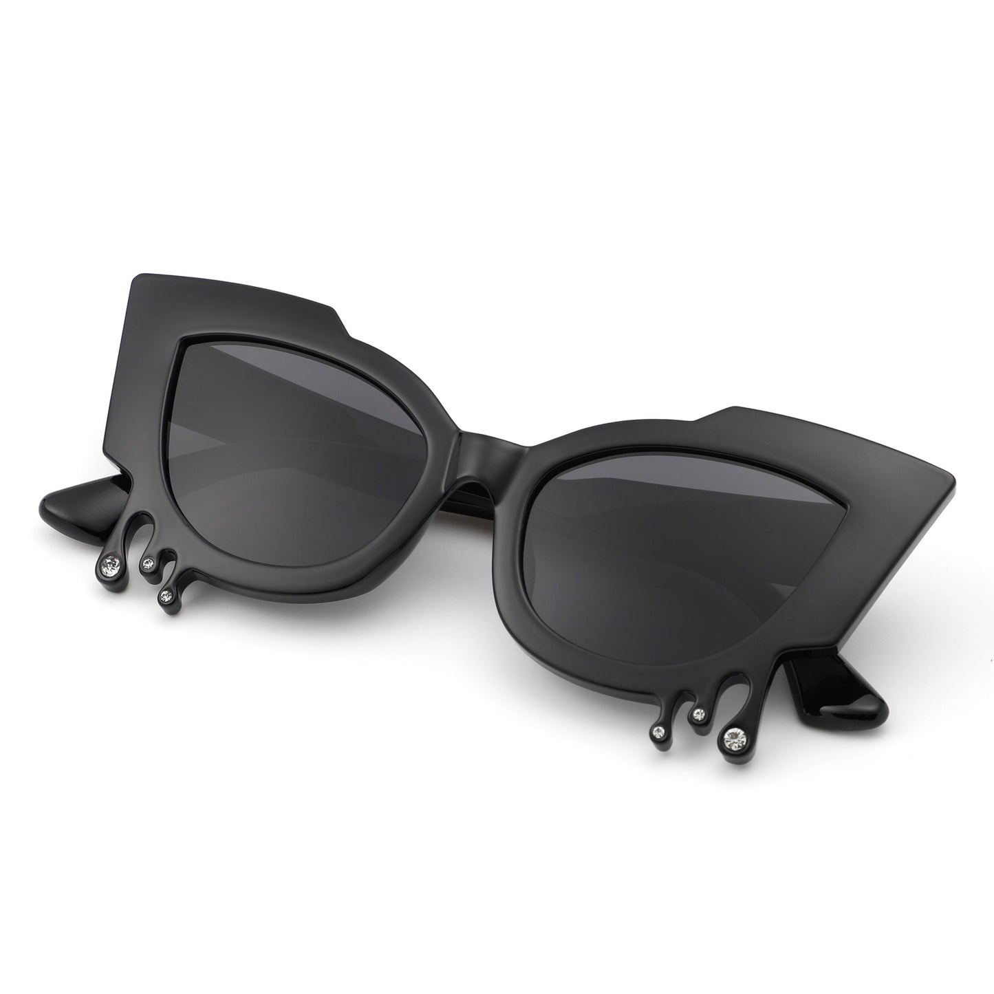 Surge - Irregular Cat Eye Rhinestone Drip Women's Fashion Sunglasses-3