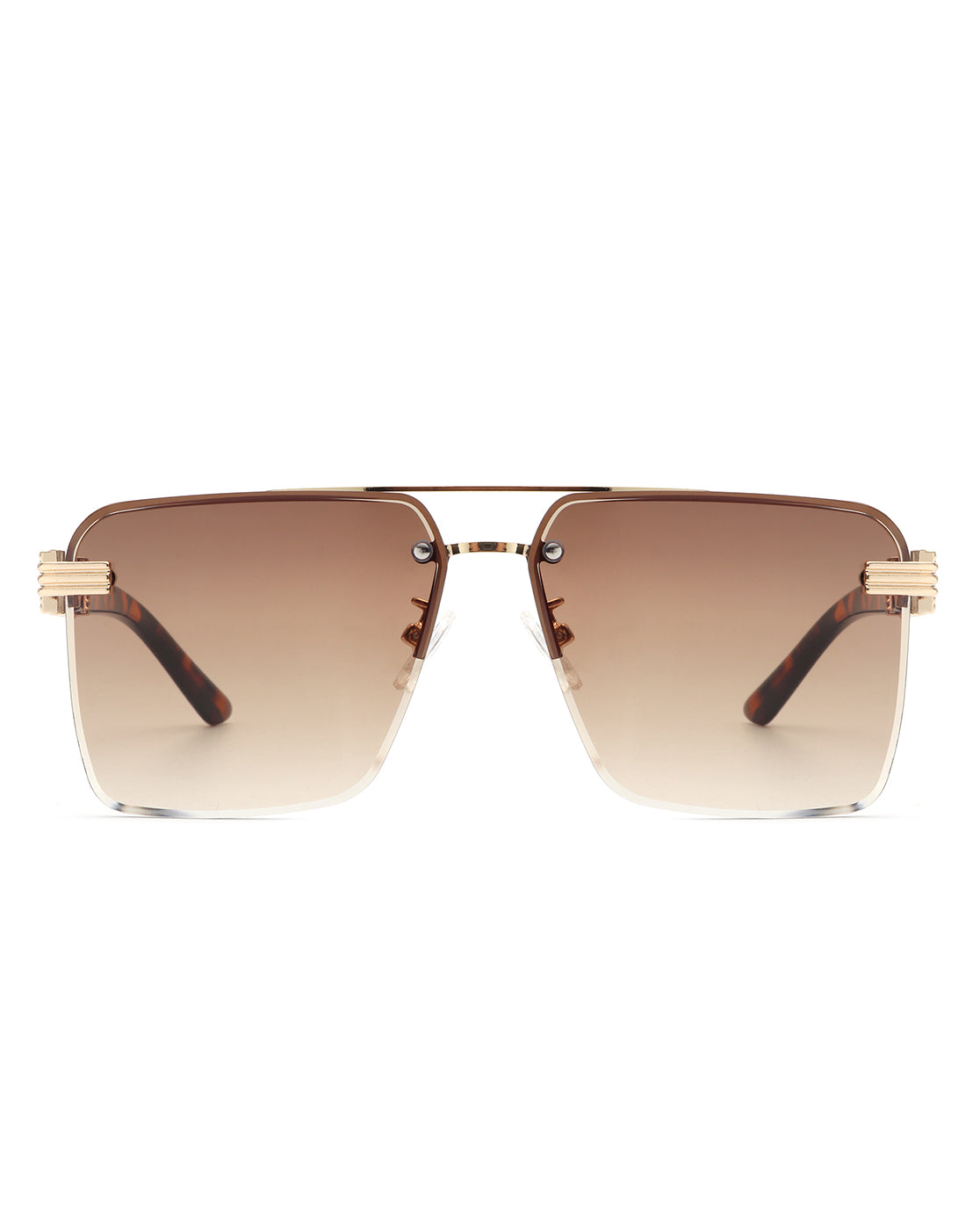 Blip - Retro Tinted Rimless Brow-Bar Fashion Square Sunglasses
