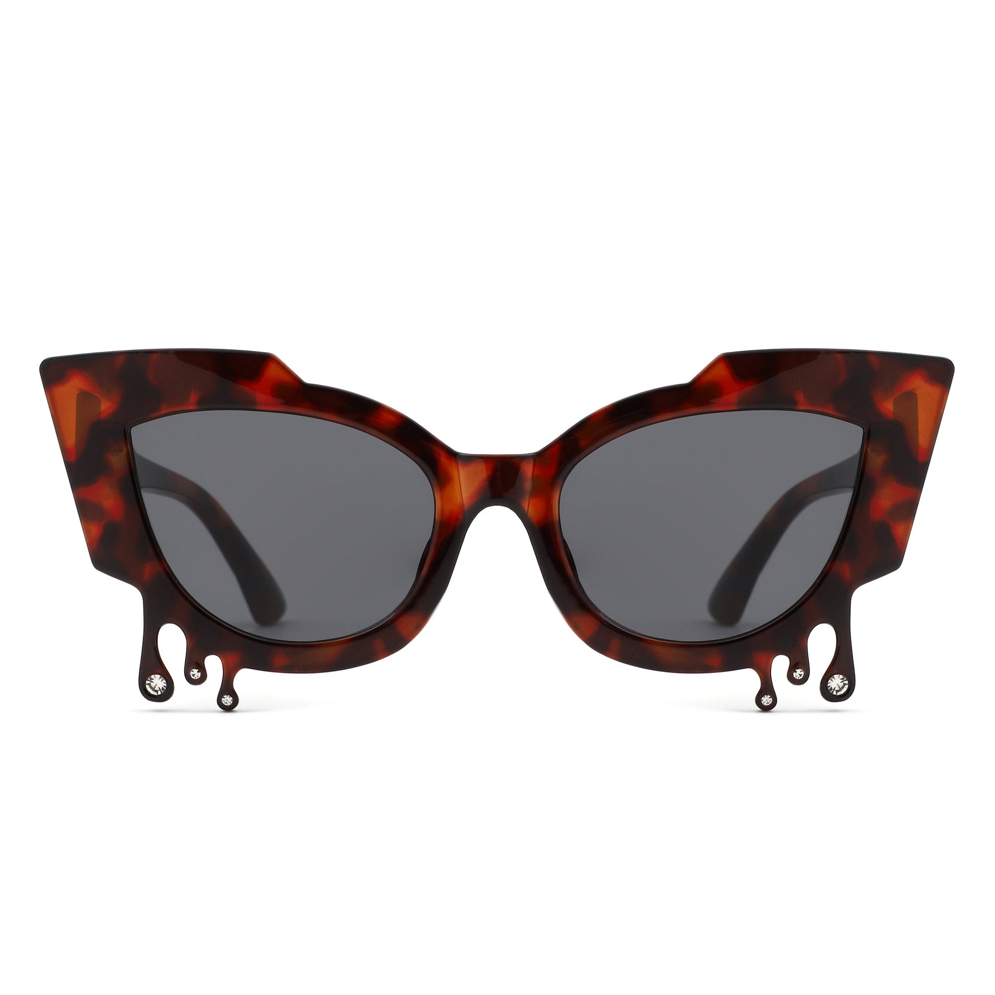 Surge - Irregular Cat Eye Rhinestone Drip Women's Fashion Sunglasses-4