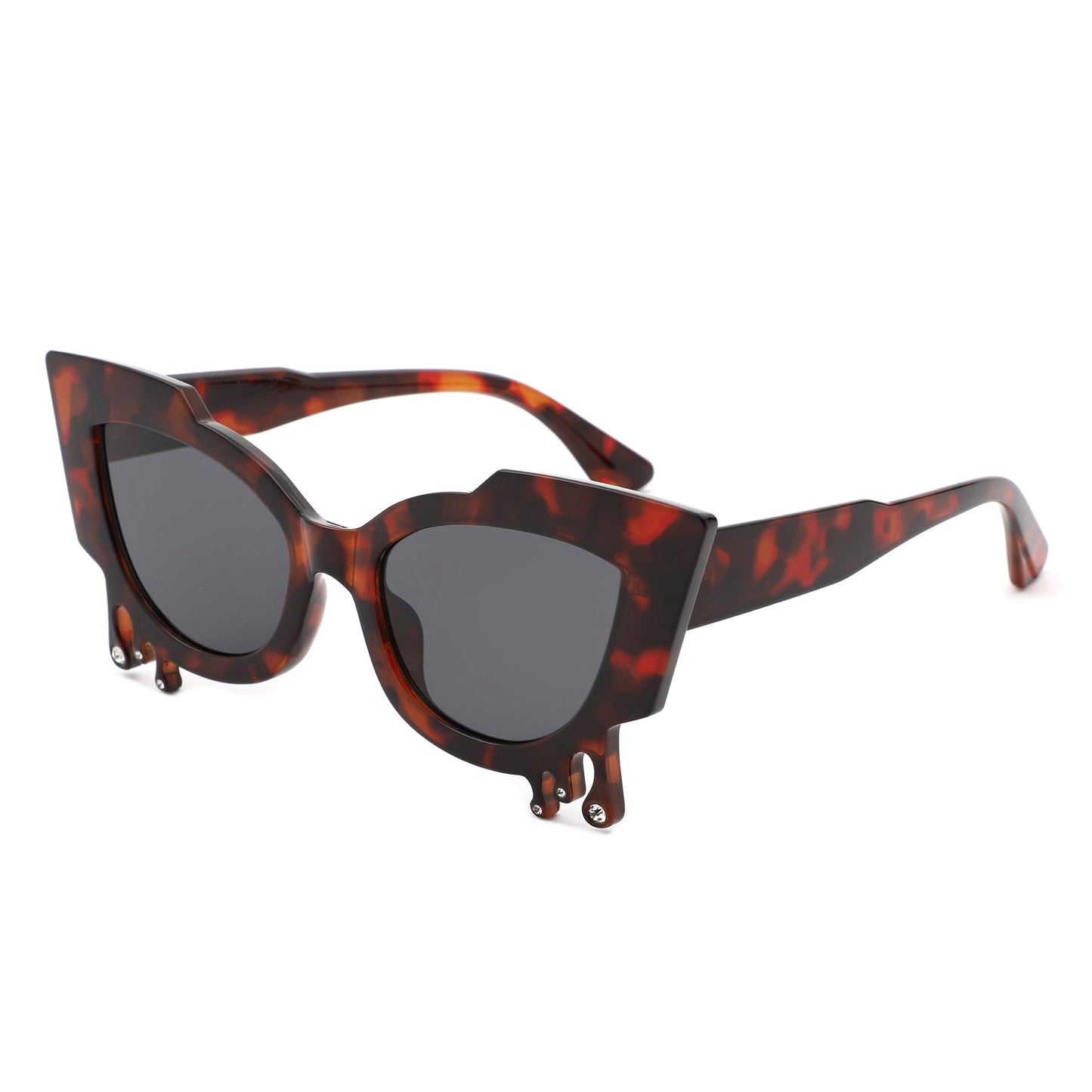 Surge - Irregular Cat Eye Rhinestone Drip Women's Fashion Sunglasses-5
