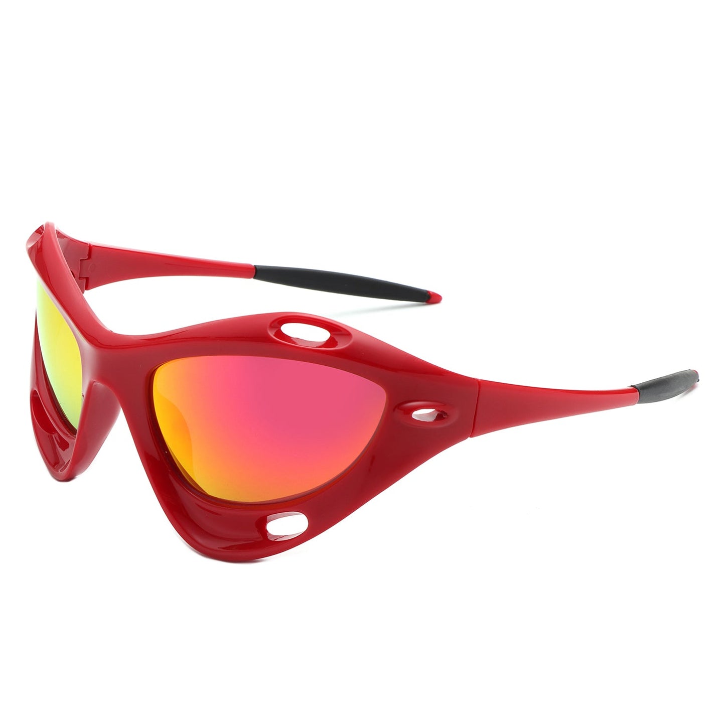 Dotrijan - Geometric Wrap Around Chunky Square Sport Sunglasses-2