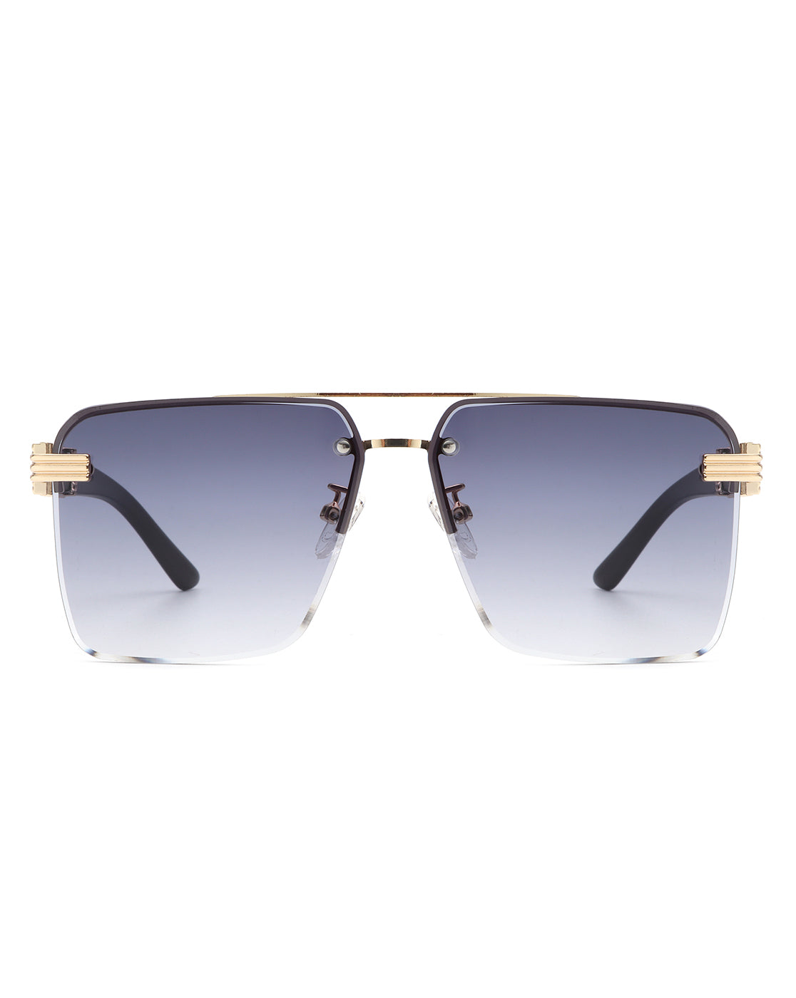 Blip - Retro Tinted Rimless Brow-Bar Fashion Square Sunglasses