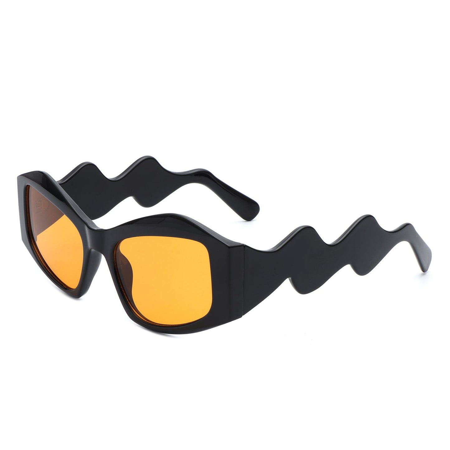 Shimmerz - Oversized Square Irregular Wavy Temple Sunglasses-5