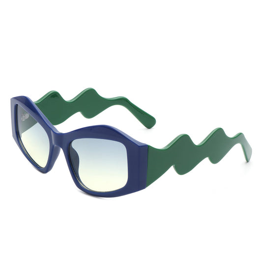 Shimmerz - Oversized Square Irregular Wavy Temple Sunglasses-0