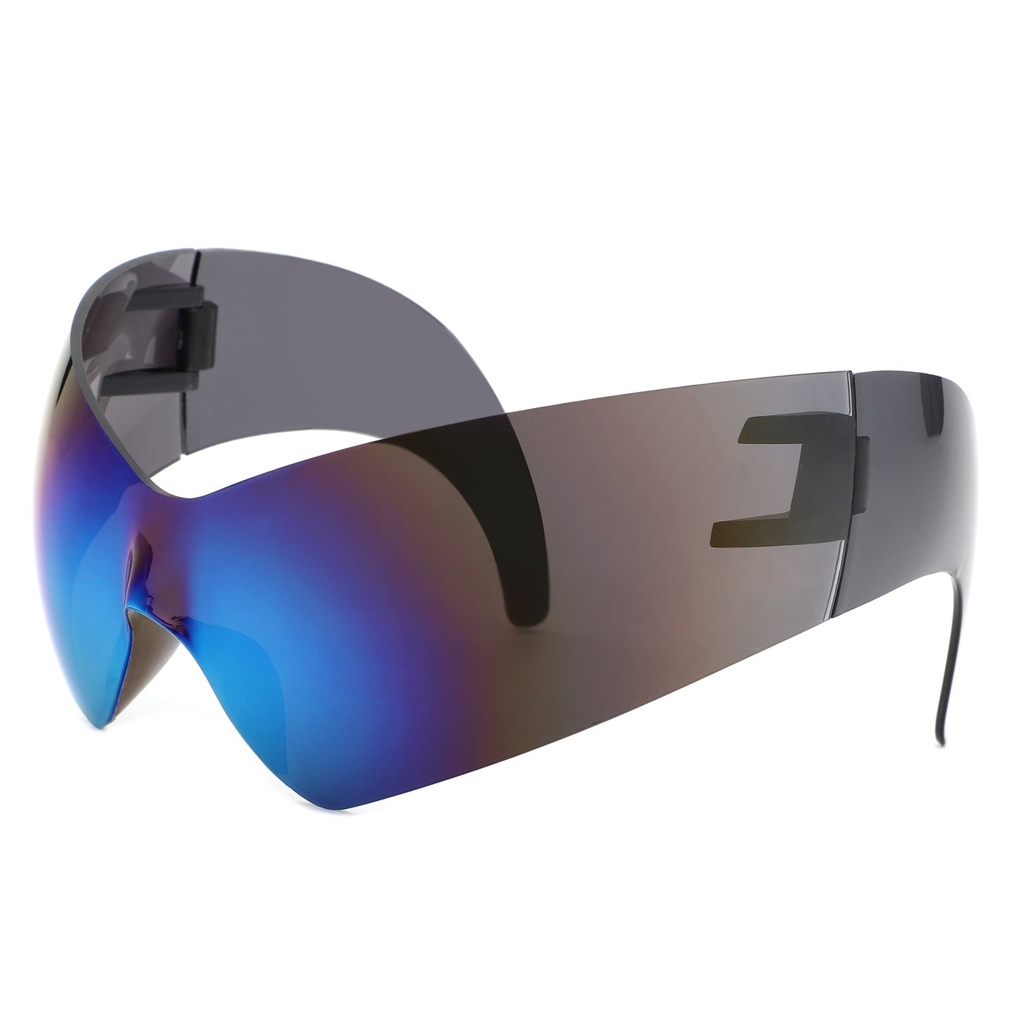 Clutch - Modern Rimless Oversized Color Pop Curved Sunglasses-6