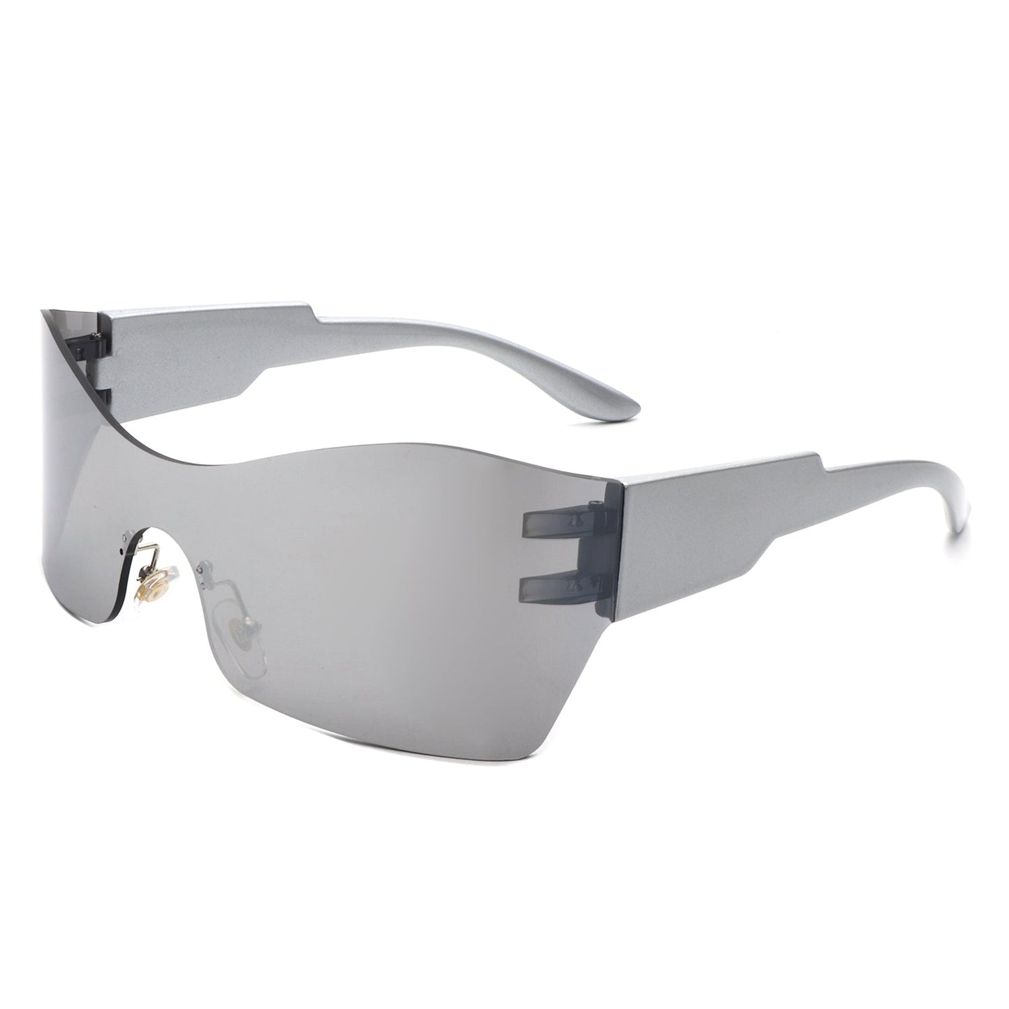 Sable - Futuristic Square Mirrored Flat Top Wrap Around Sunglasses-6