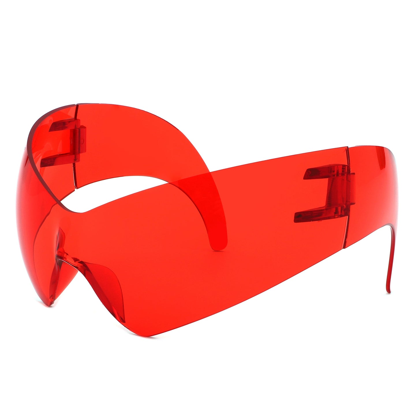 Clutch - Modern Rimless Oversized Color Pop Curved Sunglasses-8