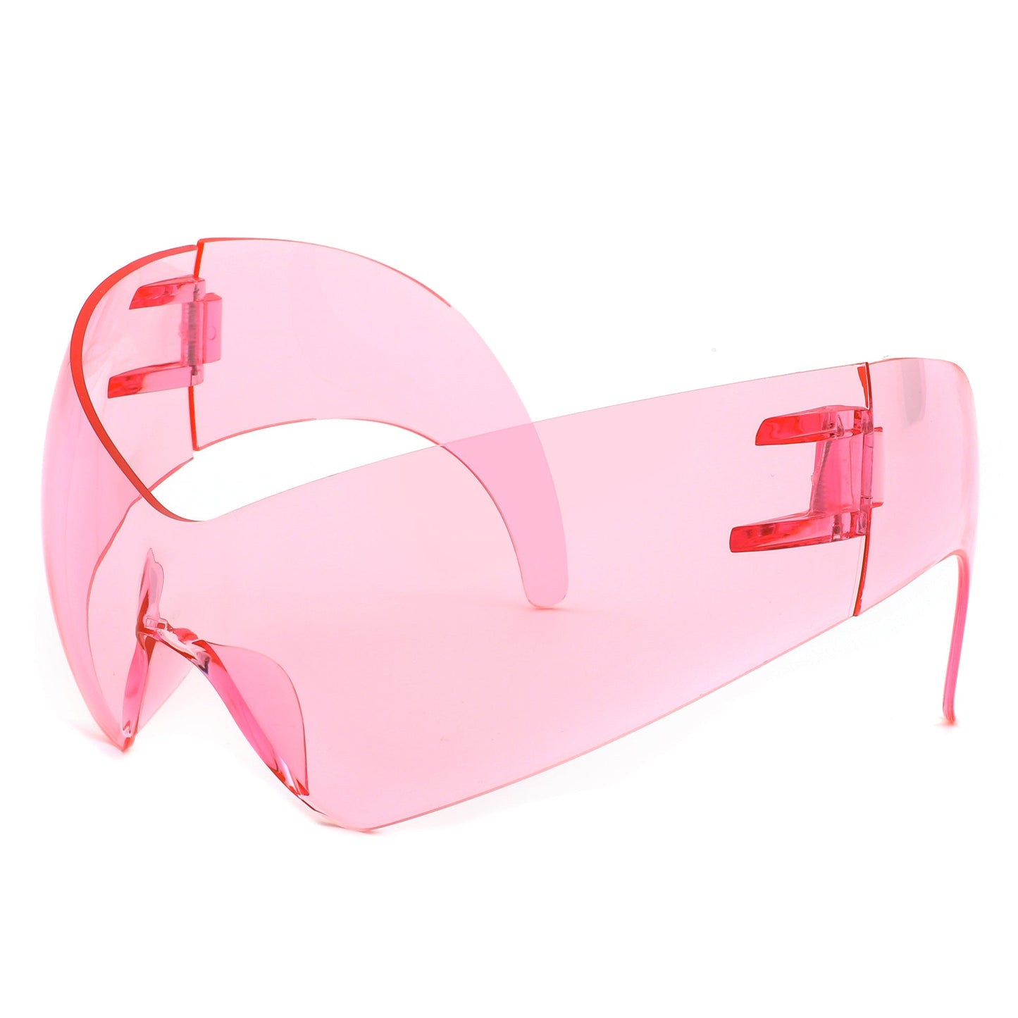 Clutch - Modern Rimless Oversized Color Pop Curved Sunglasses-9
