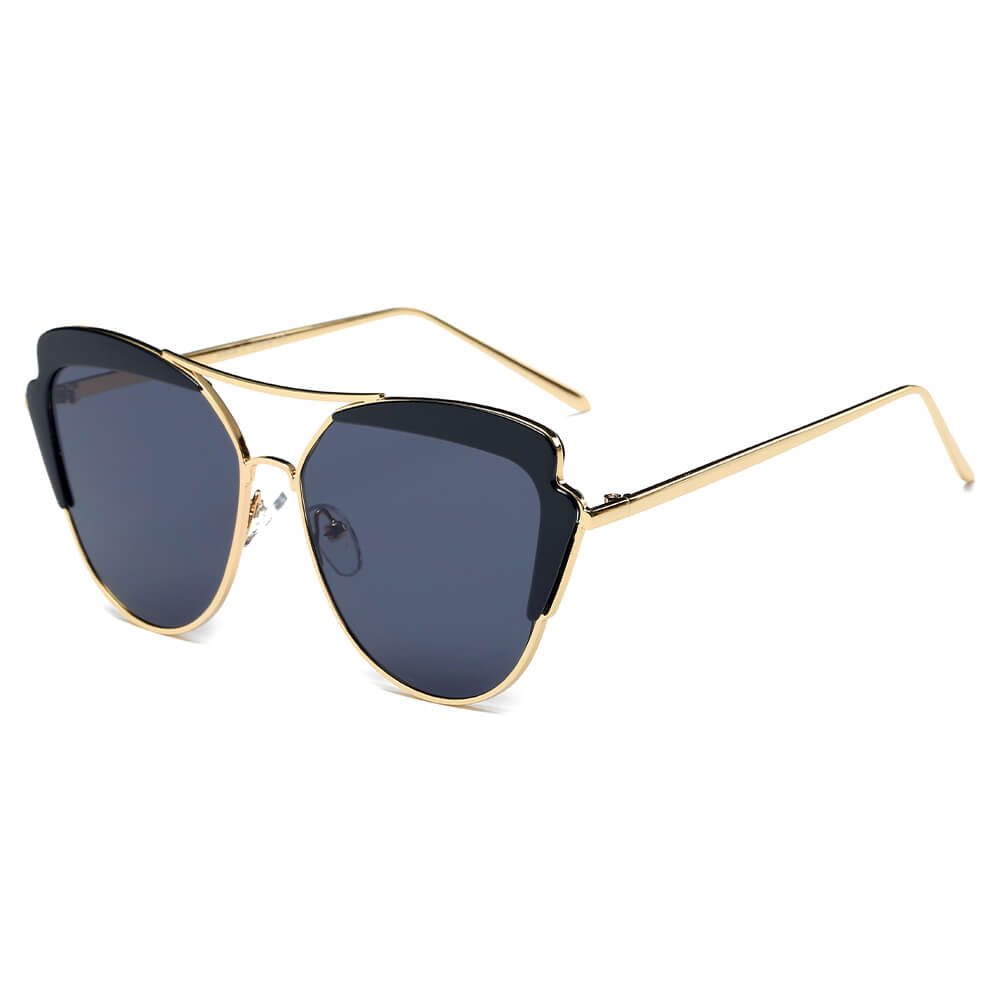 Galveston - Women's Brow Bar Mirrored Lens Eye Sunglasses