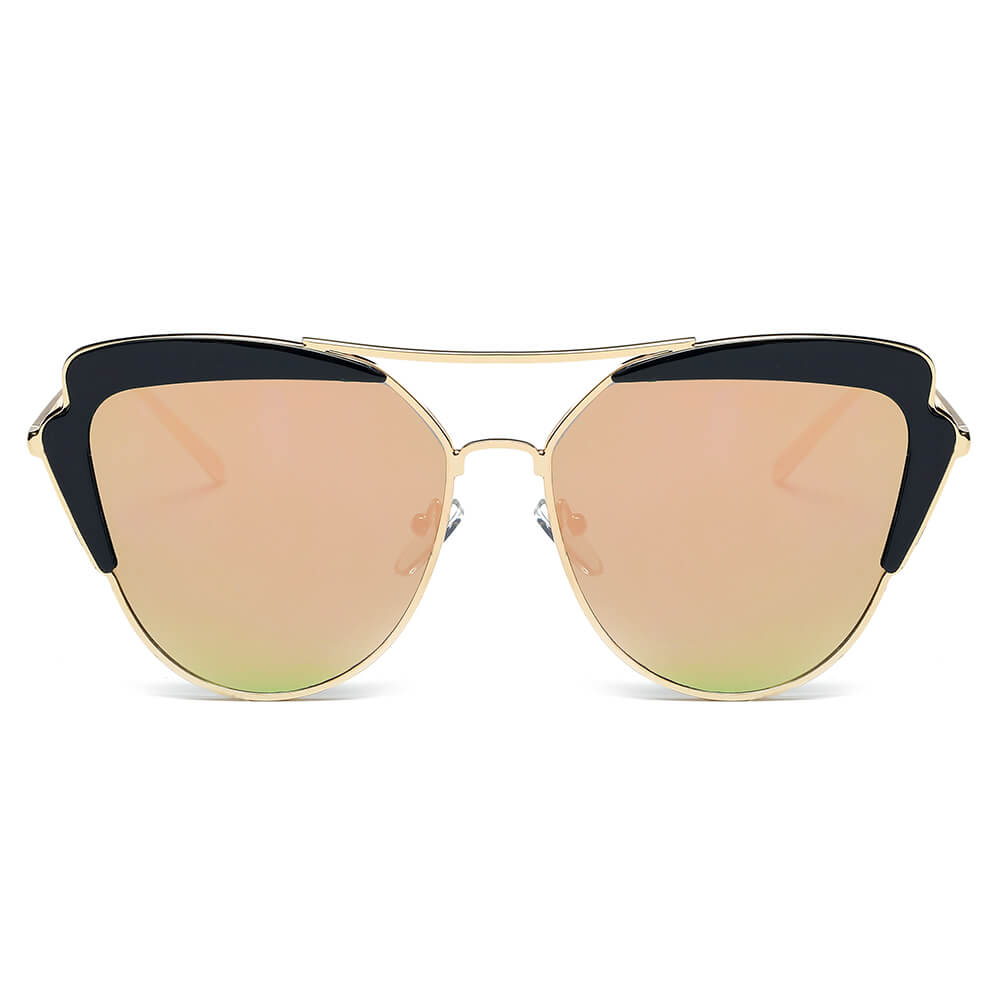 Galveston - Women's Brow Bar Mirrored Lens Eye Sunglasses