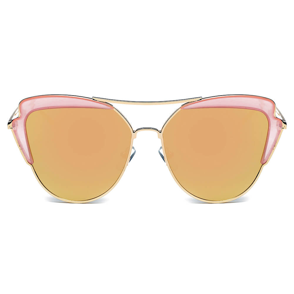 Galveston - Women's Brow Bar Mirrored Lens Eye Sunglasses