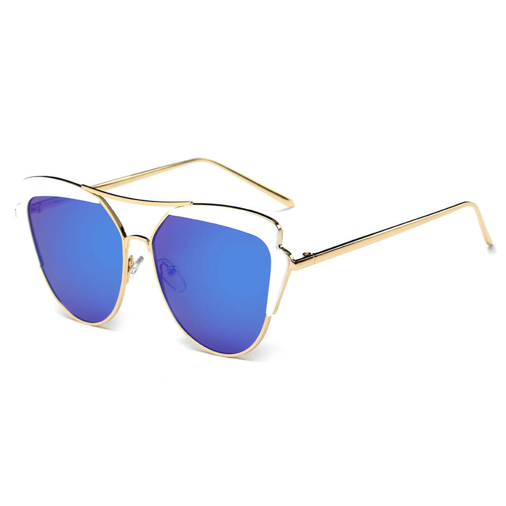 Galveston - Women's Brow Bar Mirrored Lens Eye Sunglasses