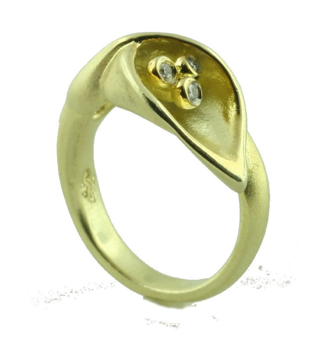 Calla Lily Ring-14K Gold with Diamond Center-2
