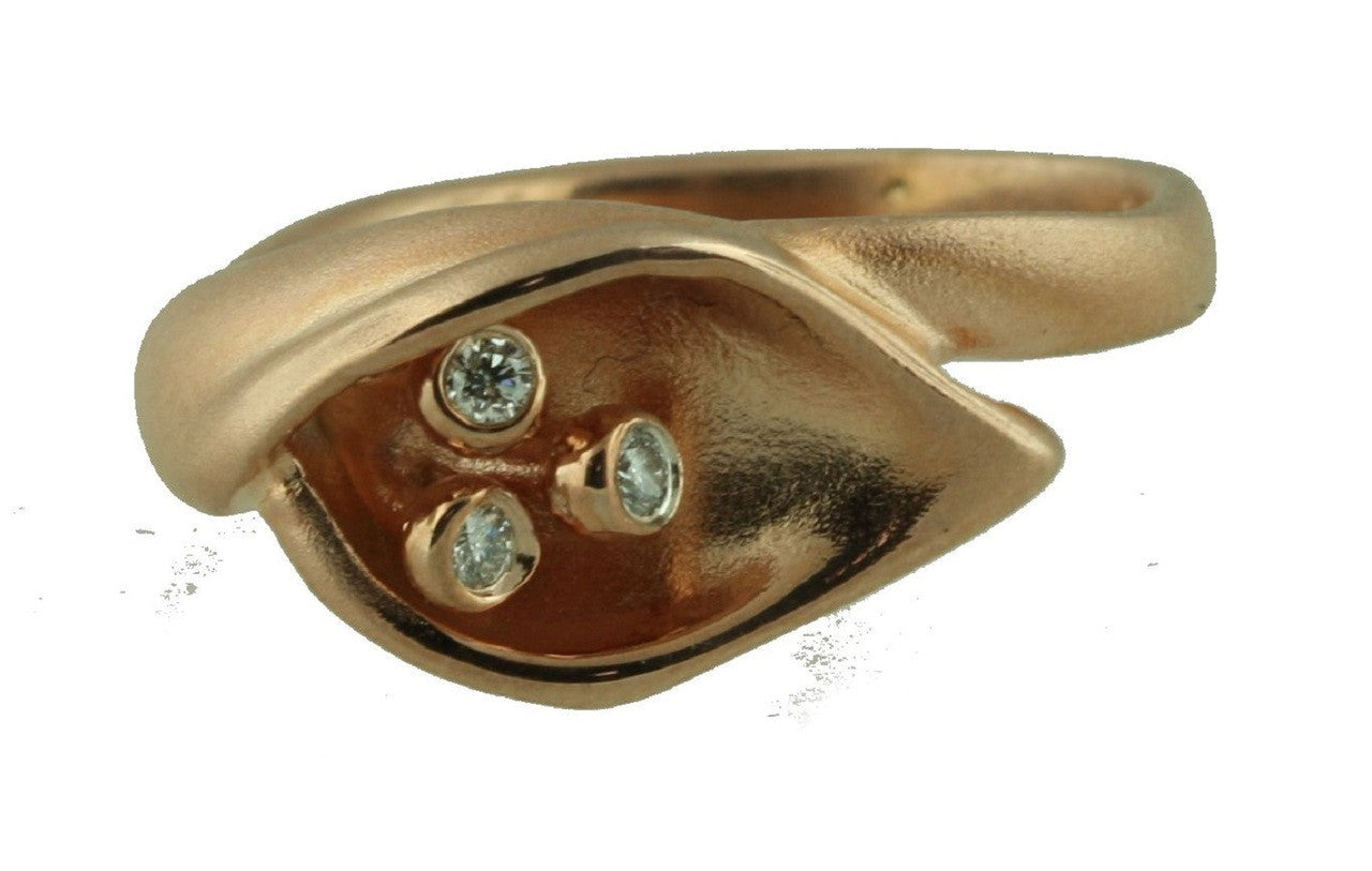 Calla Lily Ring-14K Gold with Diamond Center-0
