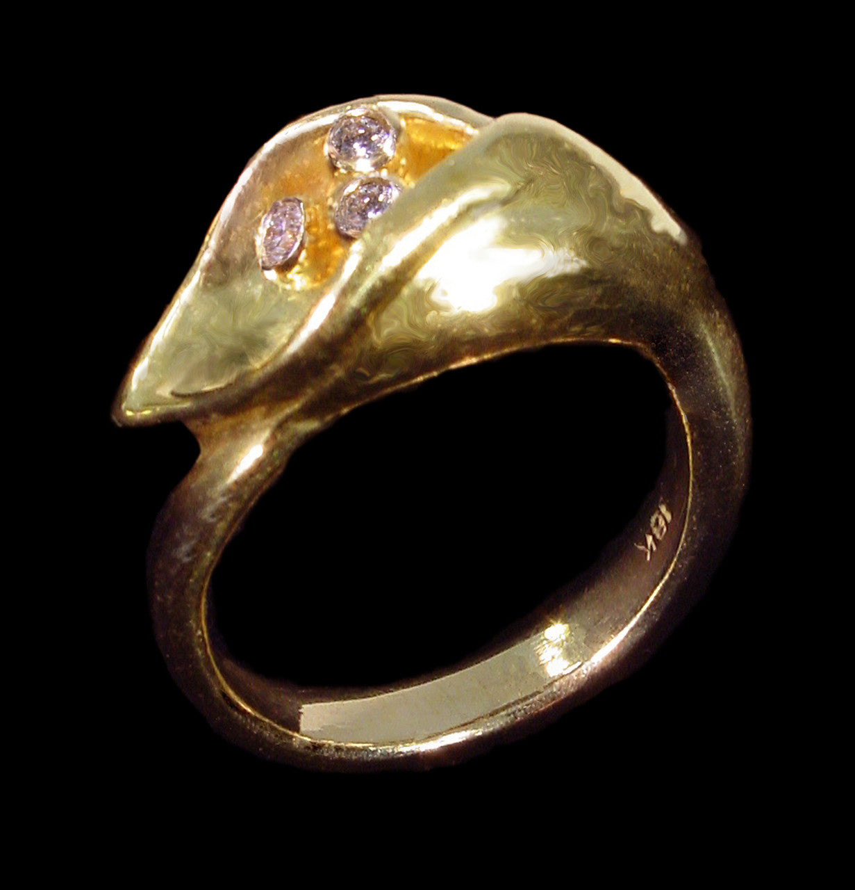 Calla Lily Ring-14K Gold with Diamond Center-13