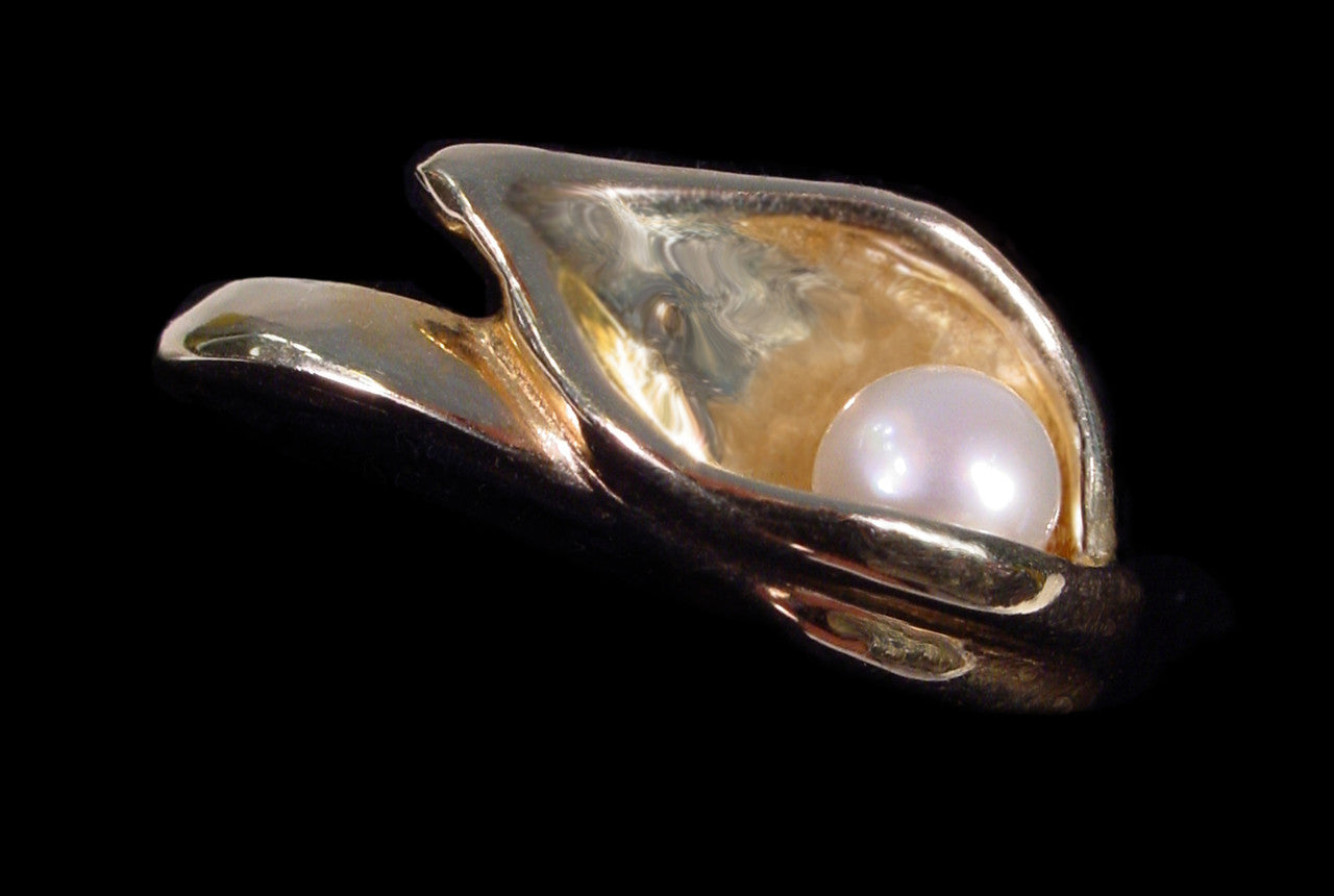 Calla Lily Ring-14K Gold with Diamond Center-12