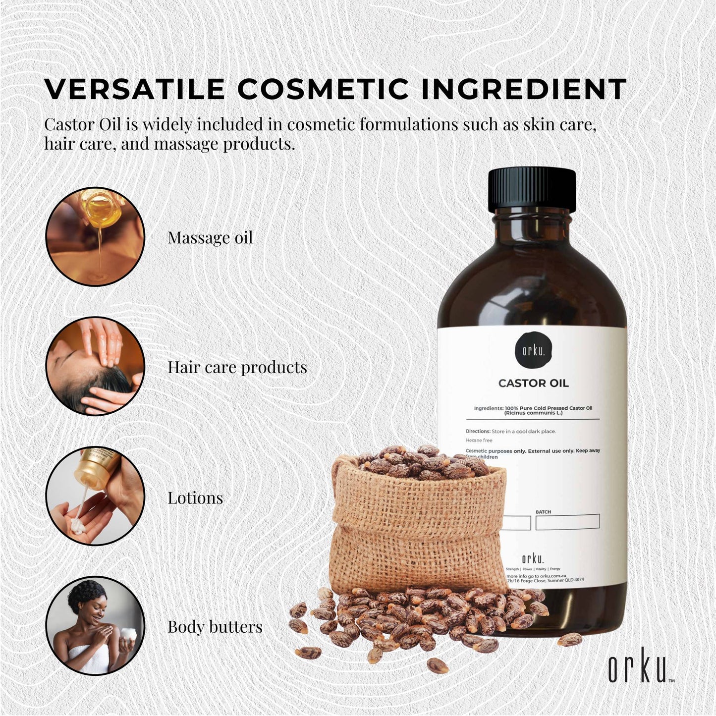 1L Castor Oil - Hexane Free Cold Virgin Pressed Skin Hair Care
