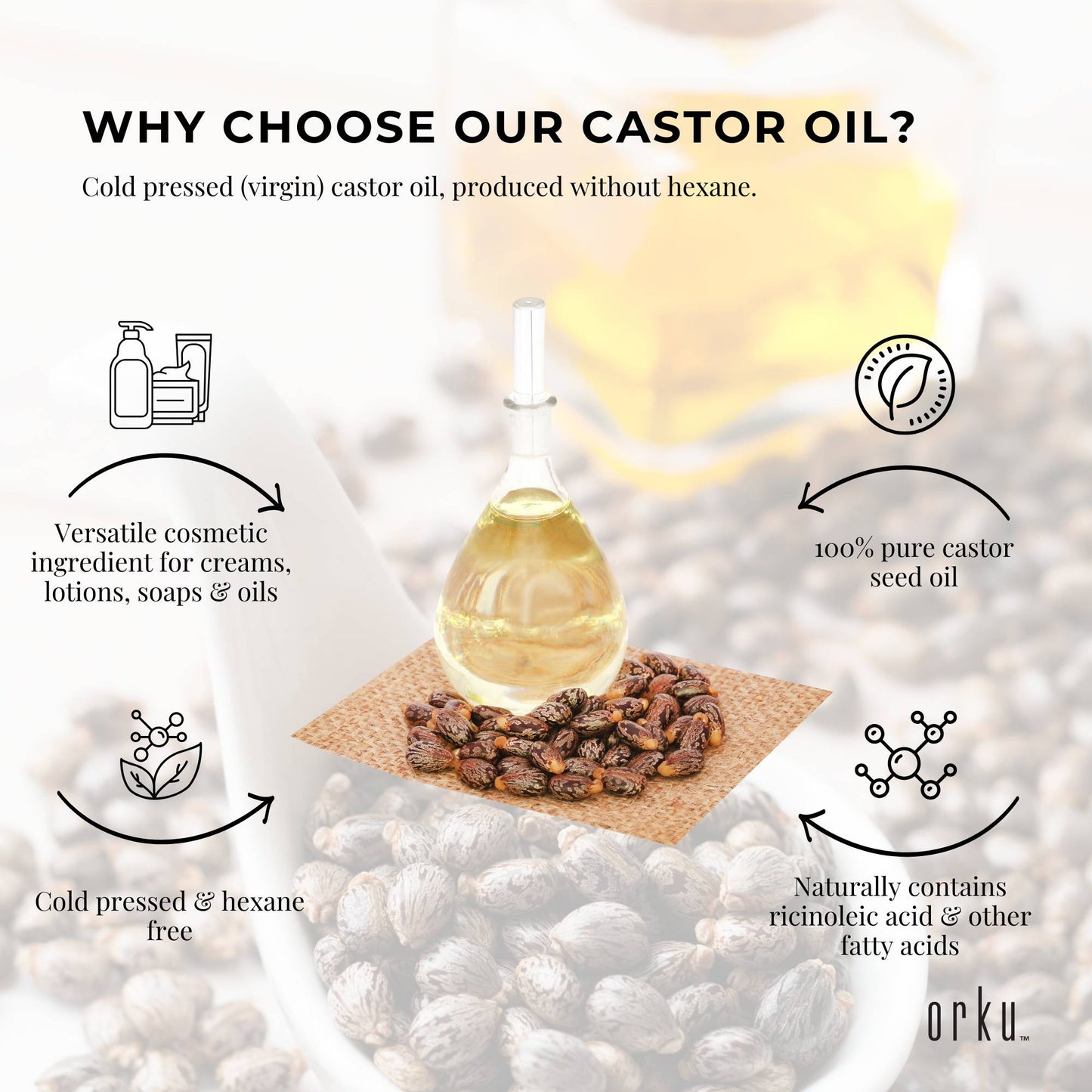 100ml Castor Oil - Hexane Free Cold Pressed Virgin Skin Hair Care