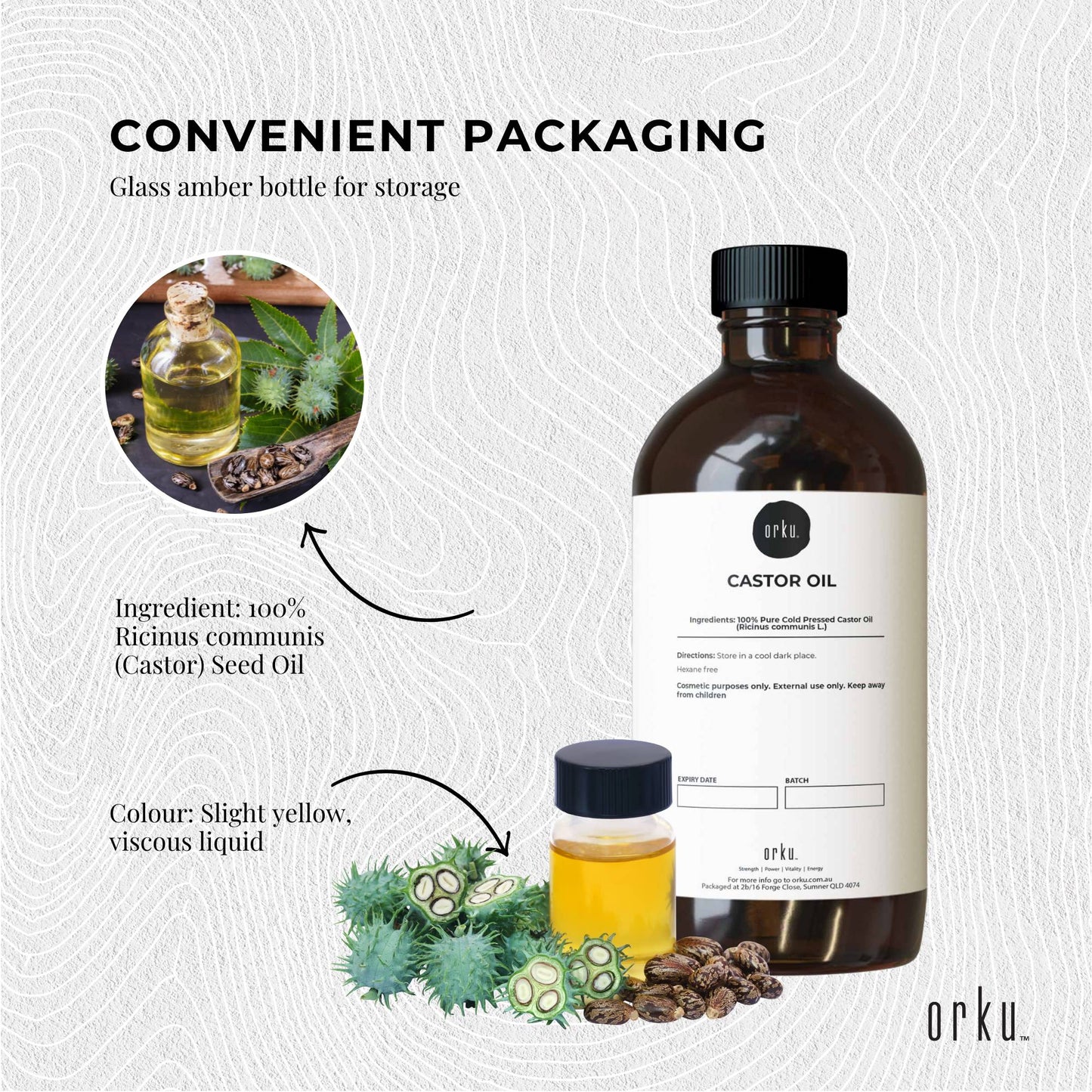 100ml Castor Oil - Hexane Free Cold Pressed Virgin Skin Hair Care