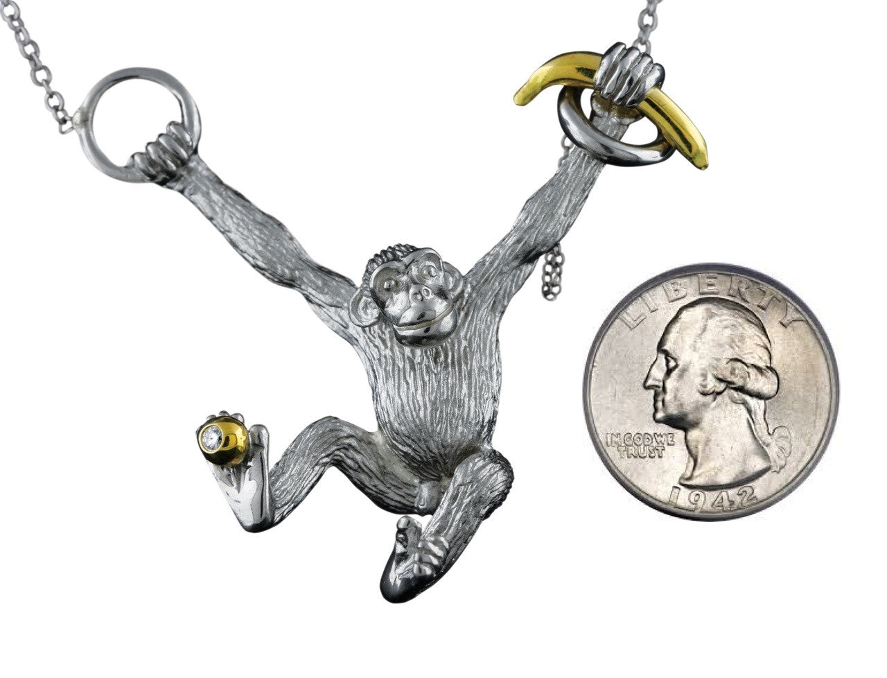 Drop the Banana- Banana stud earrings, Chimp Collection-14K gold-5