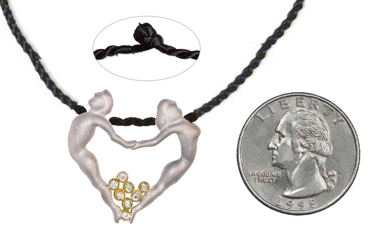 Dancing Couple Heart Necklace: Love is Everywhere. Diamonds in 18K Gold in Sterling Silver Heart-8
