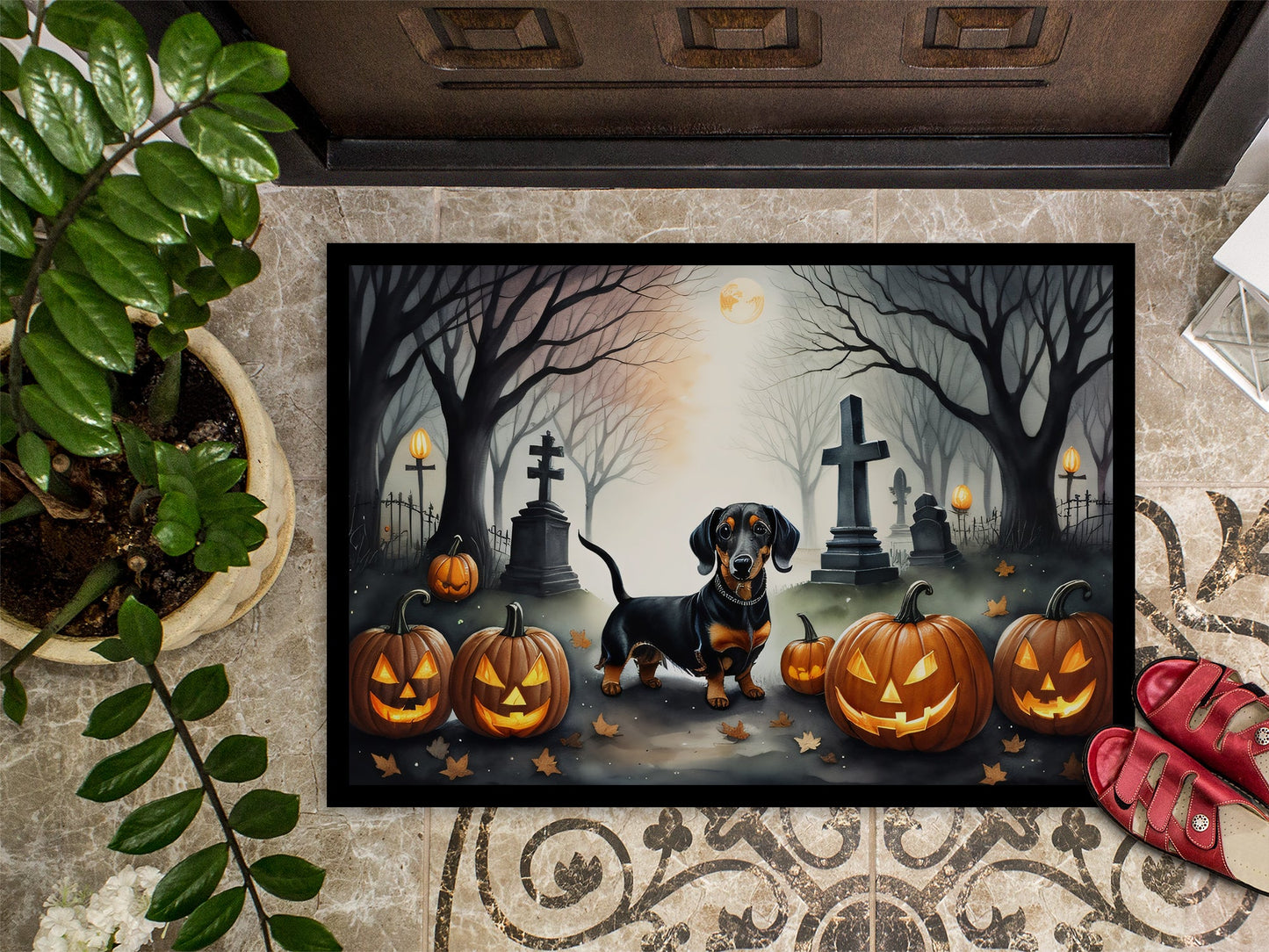 Dachshund Spooky Halloween Doormat