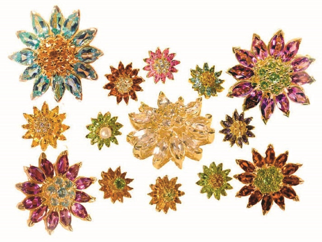 Colorful Daisy Ring-Sterling Silver & Semi-Precious Gemstones (any stone available)-5