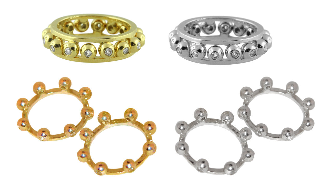 Crown Stacking Ring- Larger of 2 Narrow Versions-18K Gold & Diamonds-6