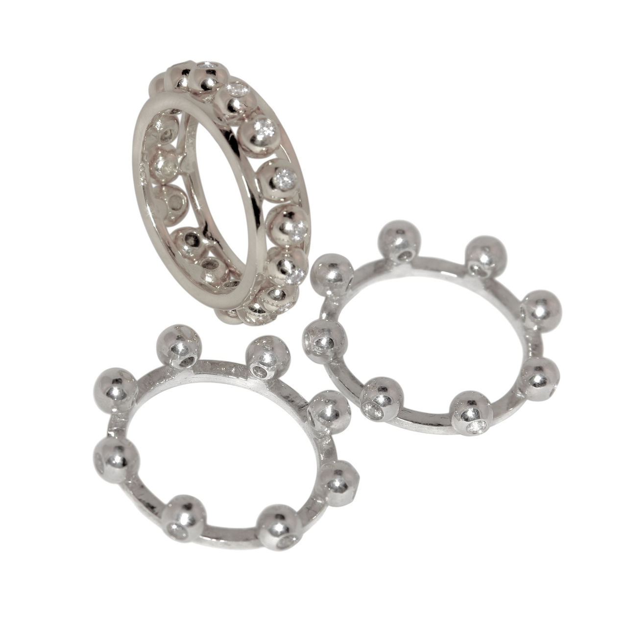 Crown Stacking Ring- Larger of 2 Narrow Versions-18K Gold & Diamonds-8