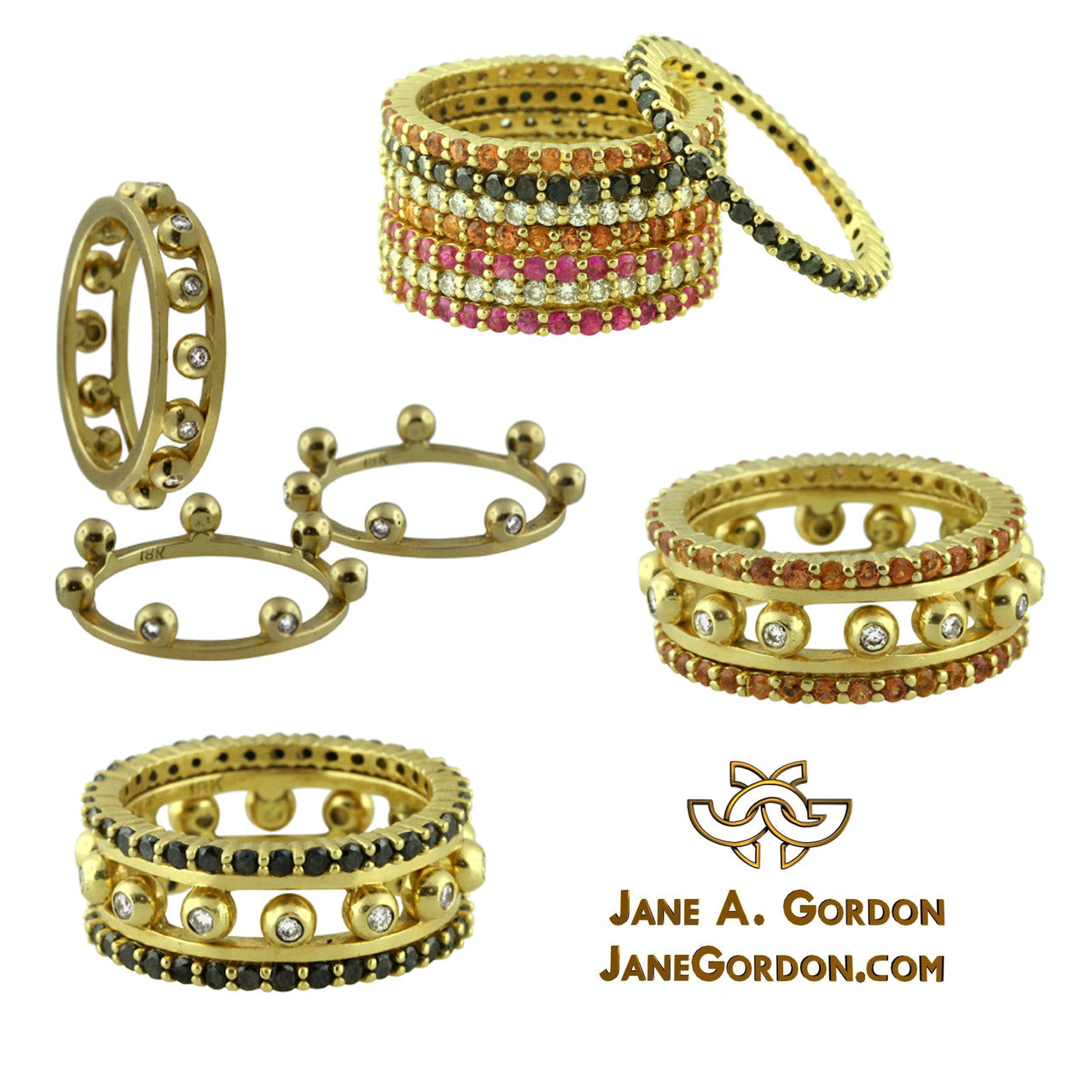 Crown Stacking Ring- Larger of 2 Narrow Versions-18K Gold & Diamonds-10