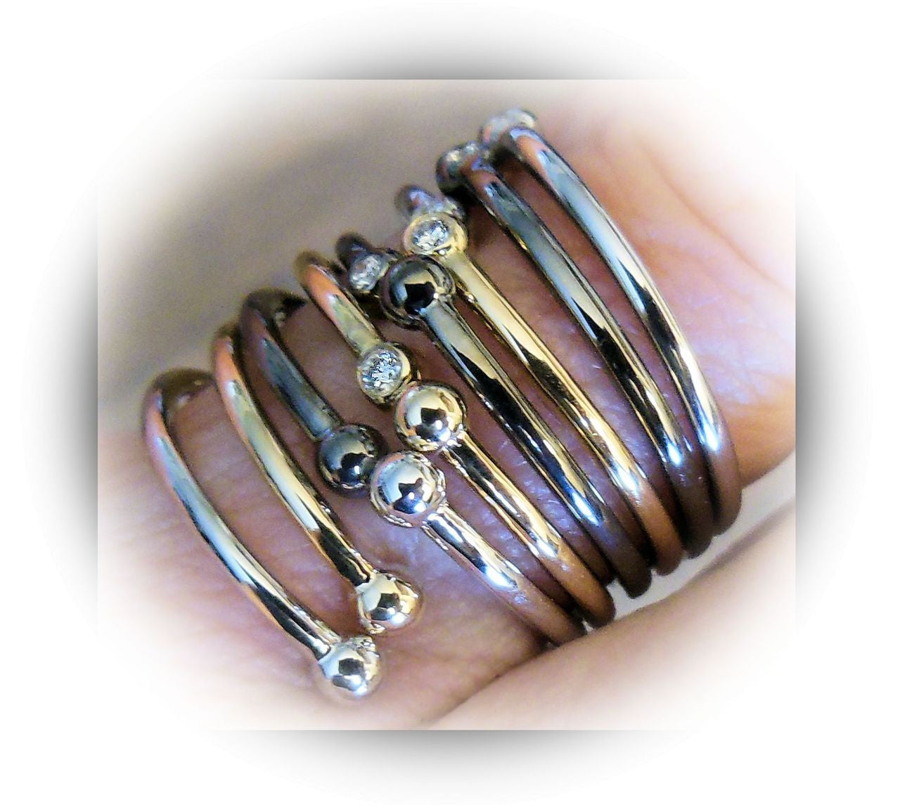 Dot Stacking Ring- Sterling Silver (without diamonds)-7