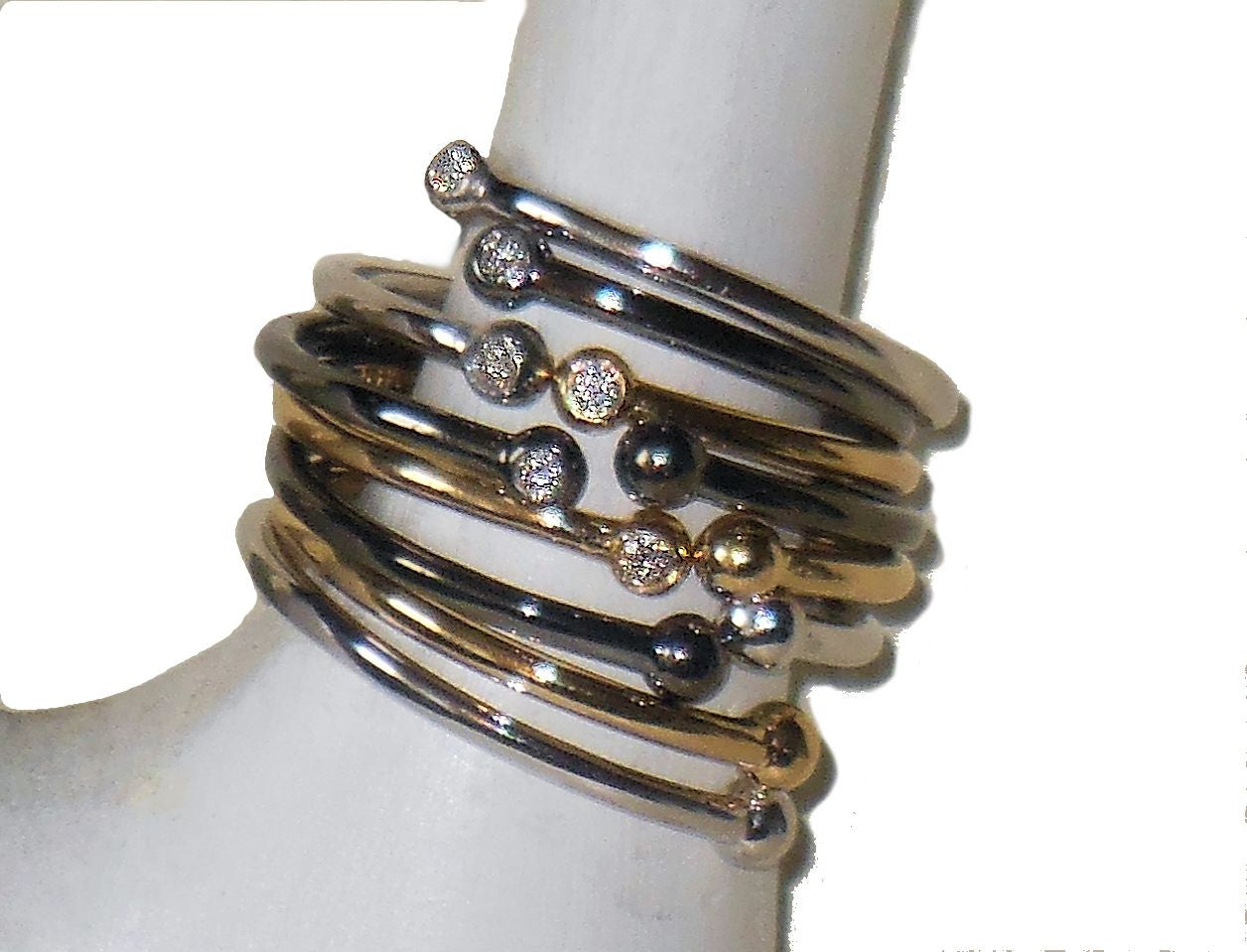 Dot Stacking Ring- Sterling Silver (without diamonds)-6