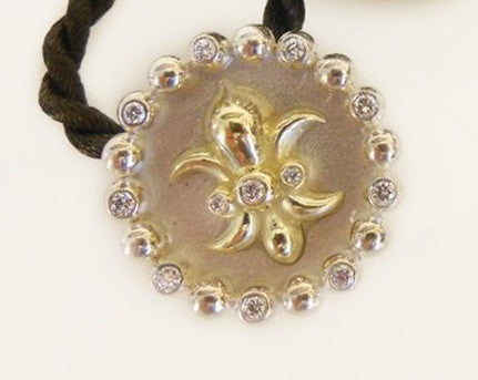 Fleur De Lis Pendant/Necklace or Pearl Enhancer-Silver, 18K Gold, Center Diamonds-9